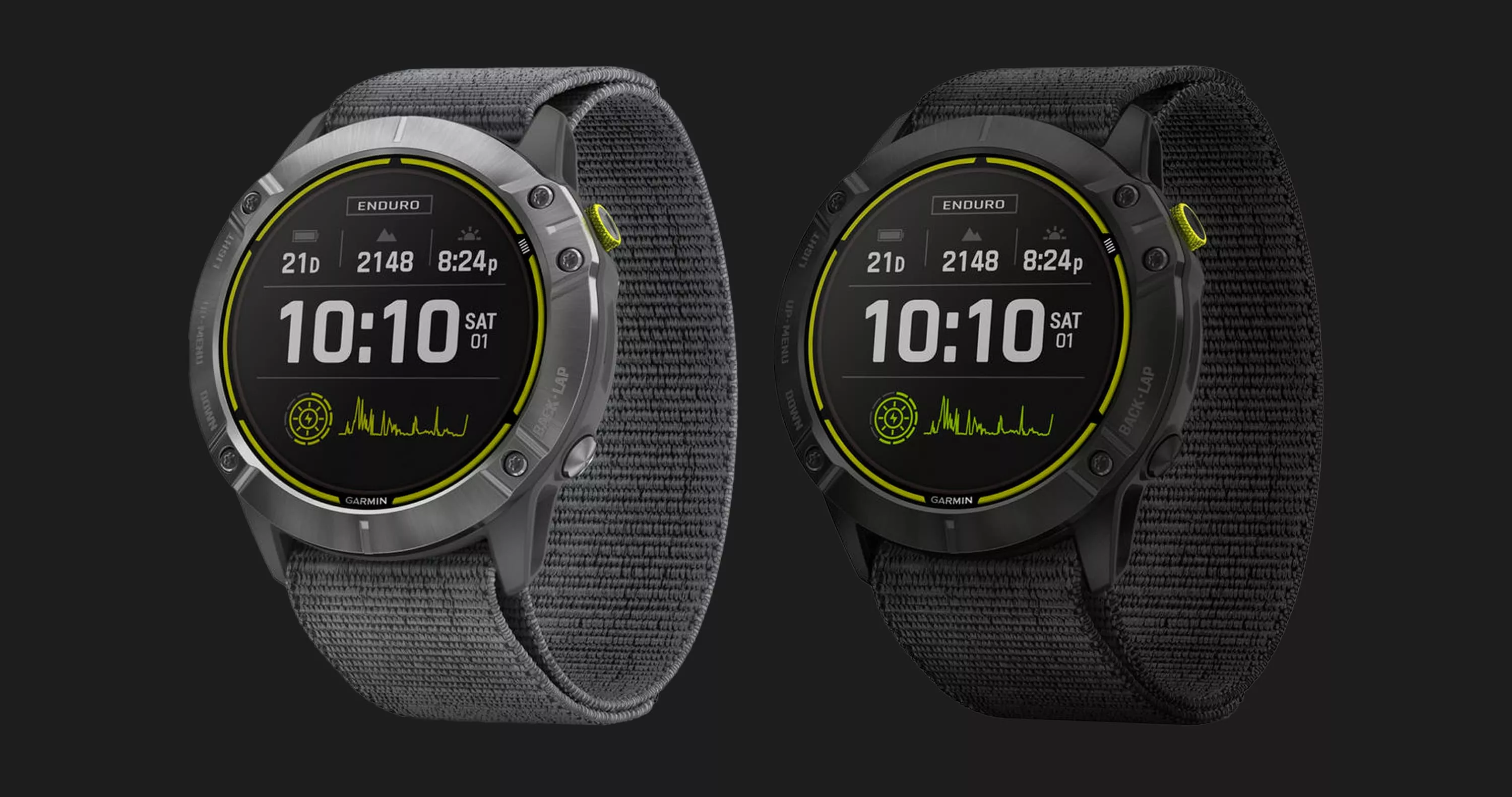 Garmin Enduro Carbon Gray DLC Titanium with Black UltraFit Nylon Strap