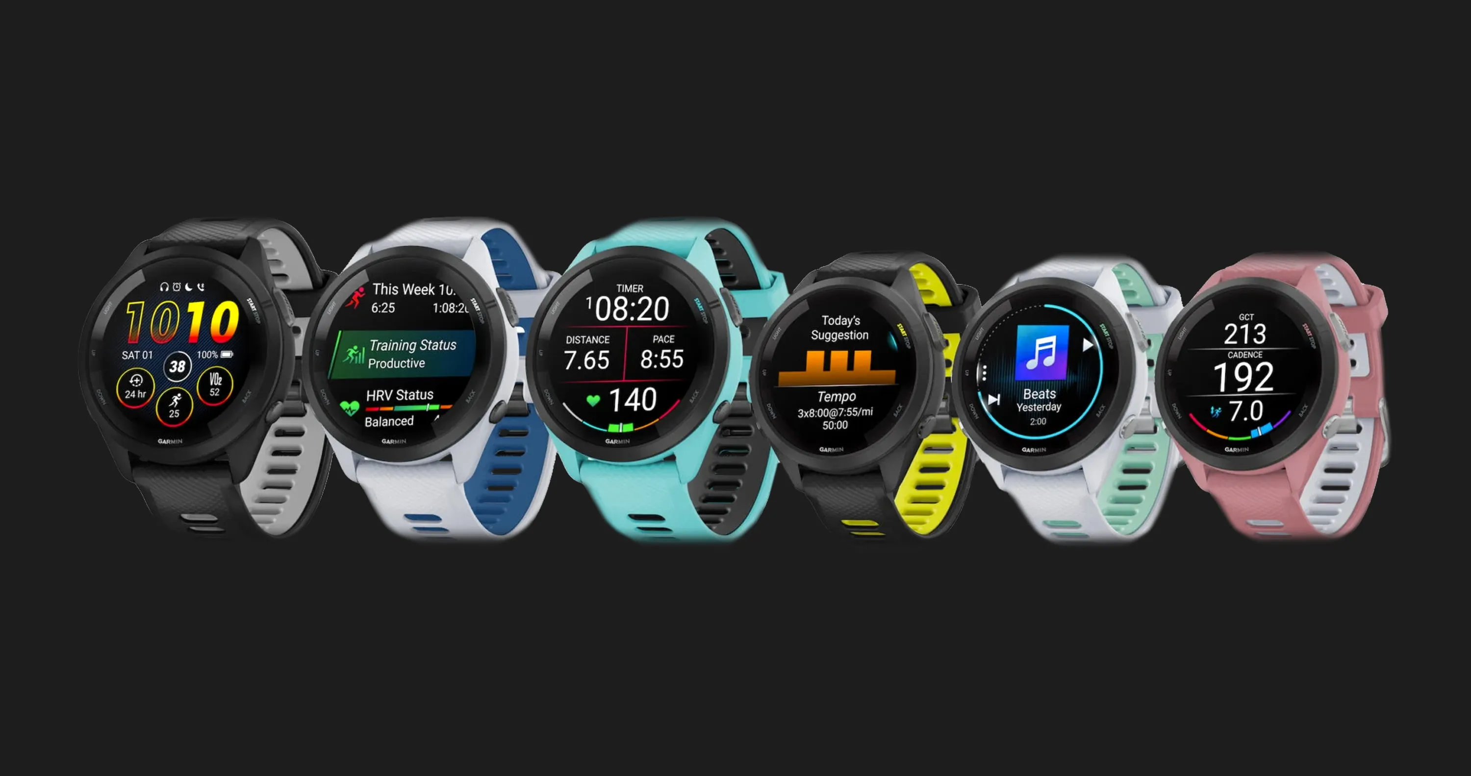 Garmin Forerunner 265 Black Bezel with Aqua Case and Aqua/Black Silicone Band