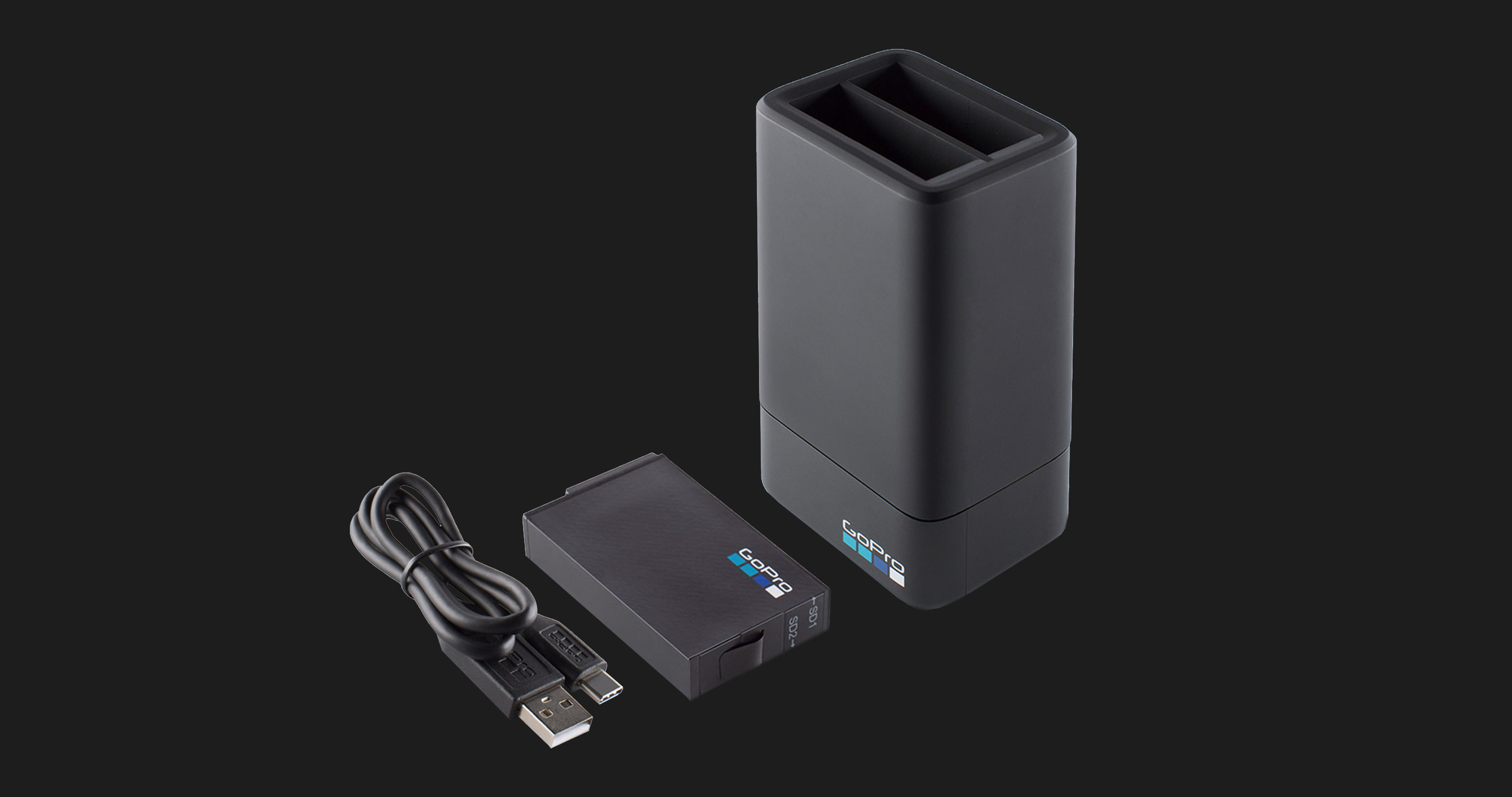 Зарядное устройство GoPro Dual Battery Charger с батареей для GoPro Hero 7, Hero 6 и Hero 5