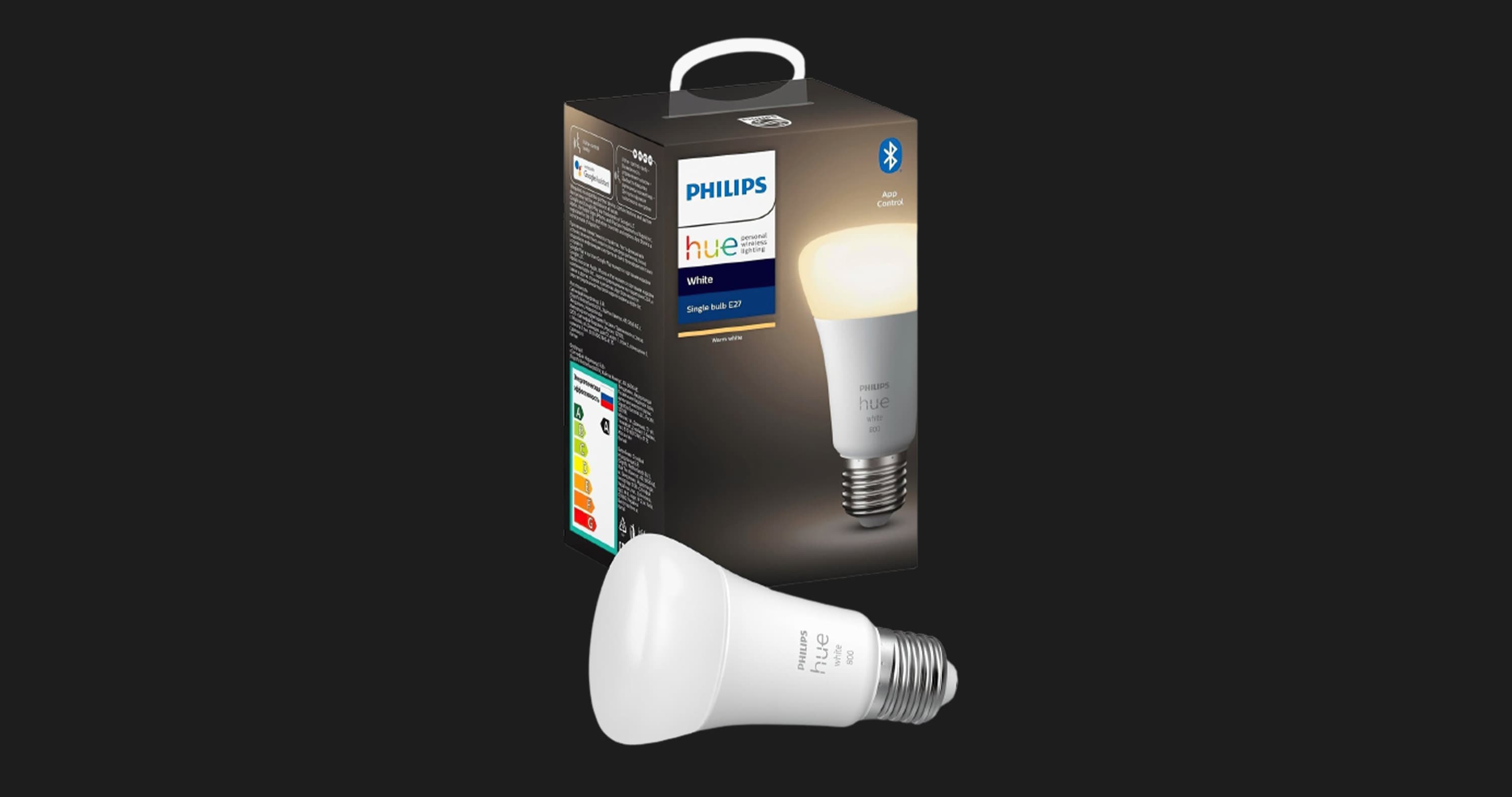 Умная лампа Philips Hue Single Bulb E27, White, BT, DIM