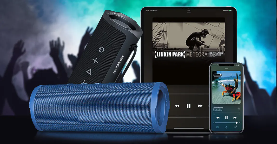 Портативна Bluetooth колонка Hator Aria Wireless (Phantom Black) (HTA-201)