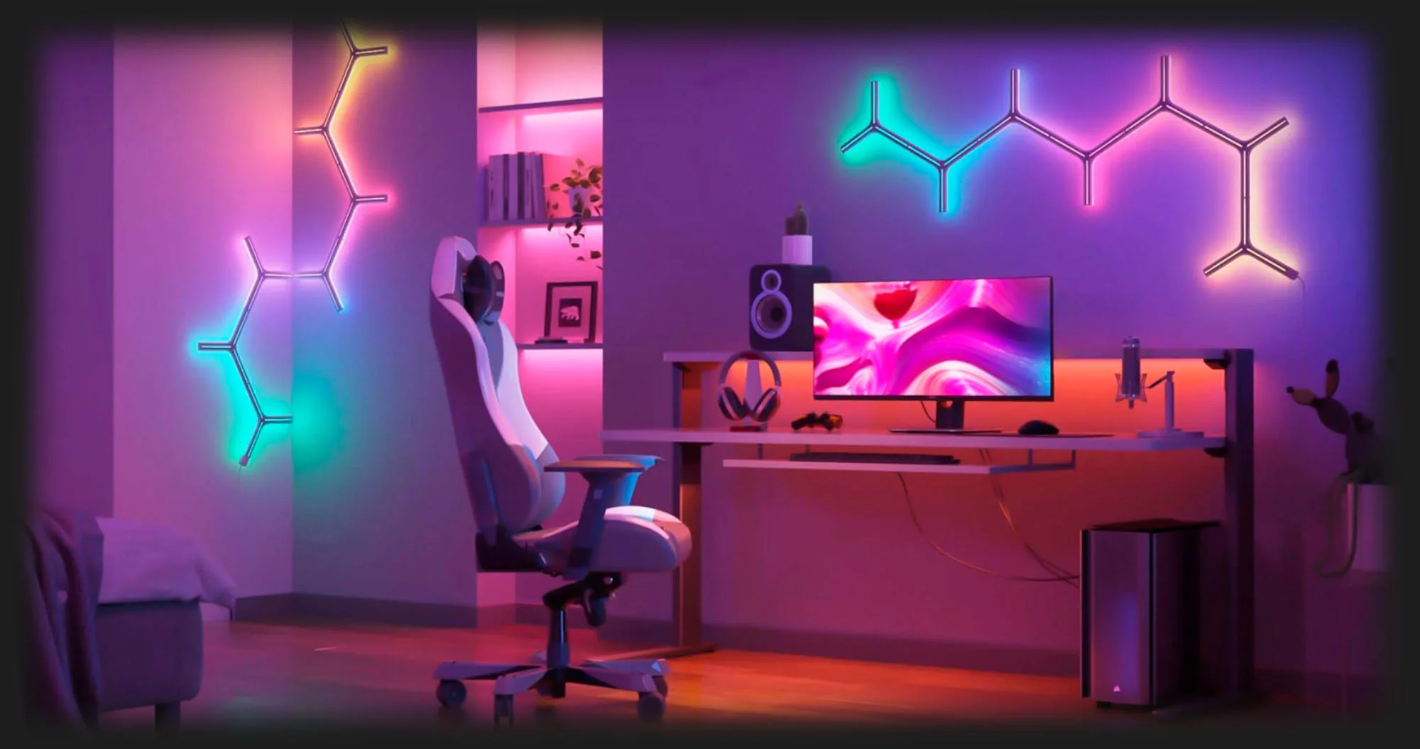 Набір настінних світильників Govee H6065 Y Shape Light Panel 7шт RGB (White)