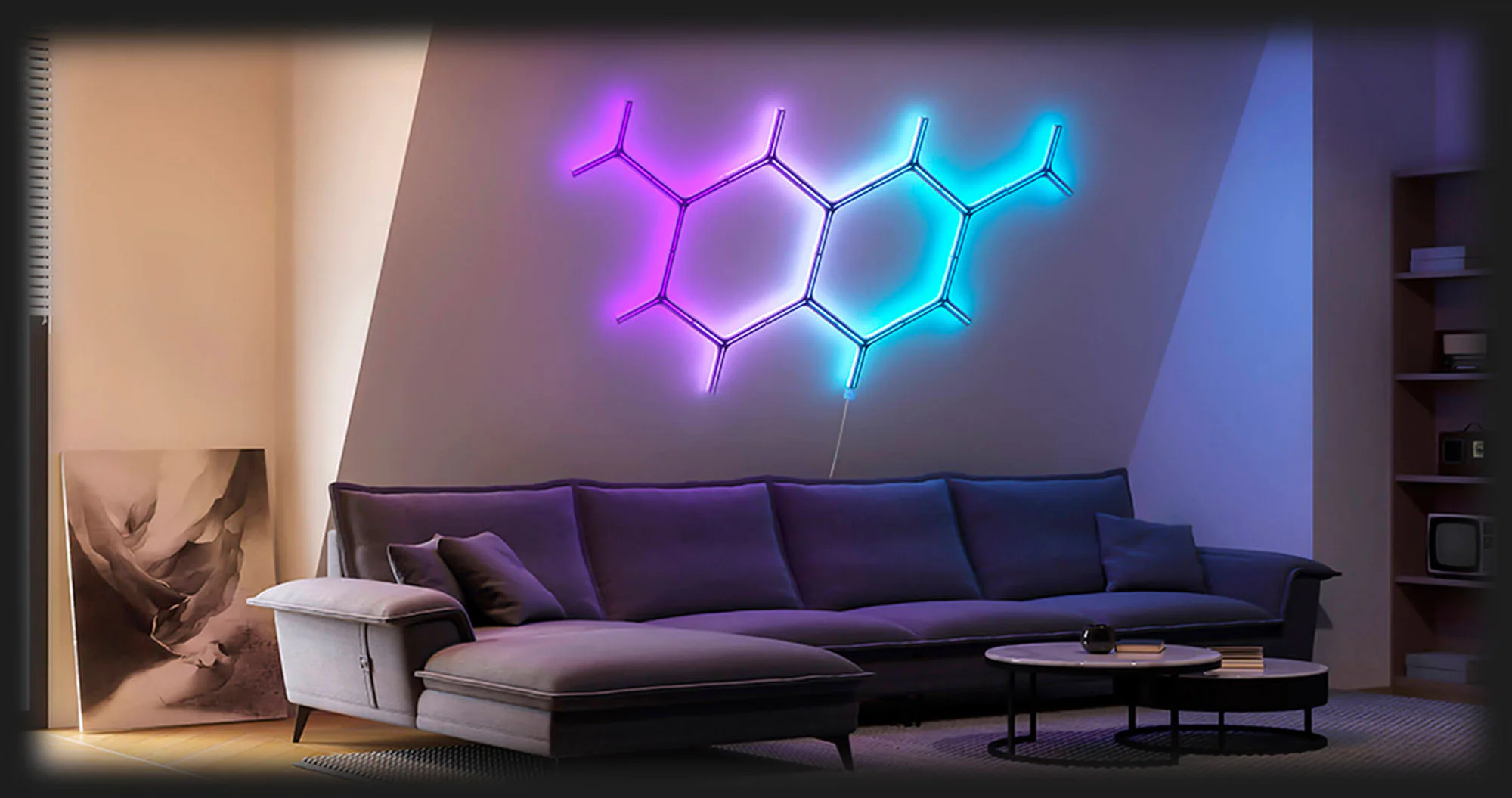 Набір настінних світильників Govee H6065 Y Shape Light Panel 7шт RGB (White)