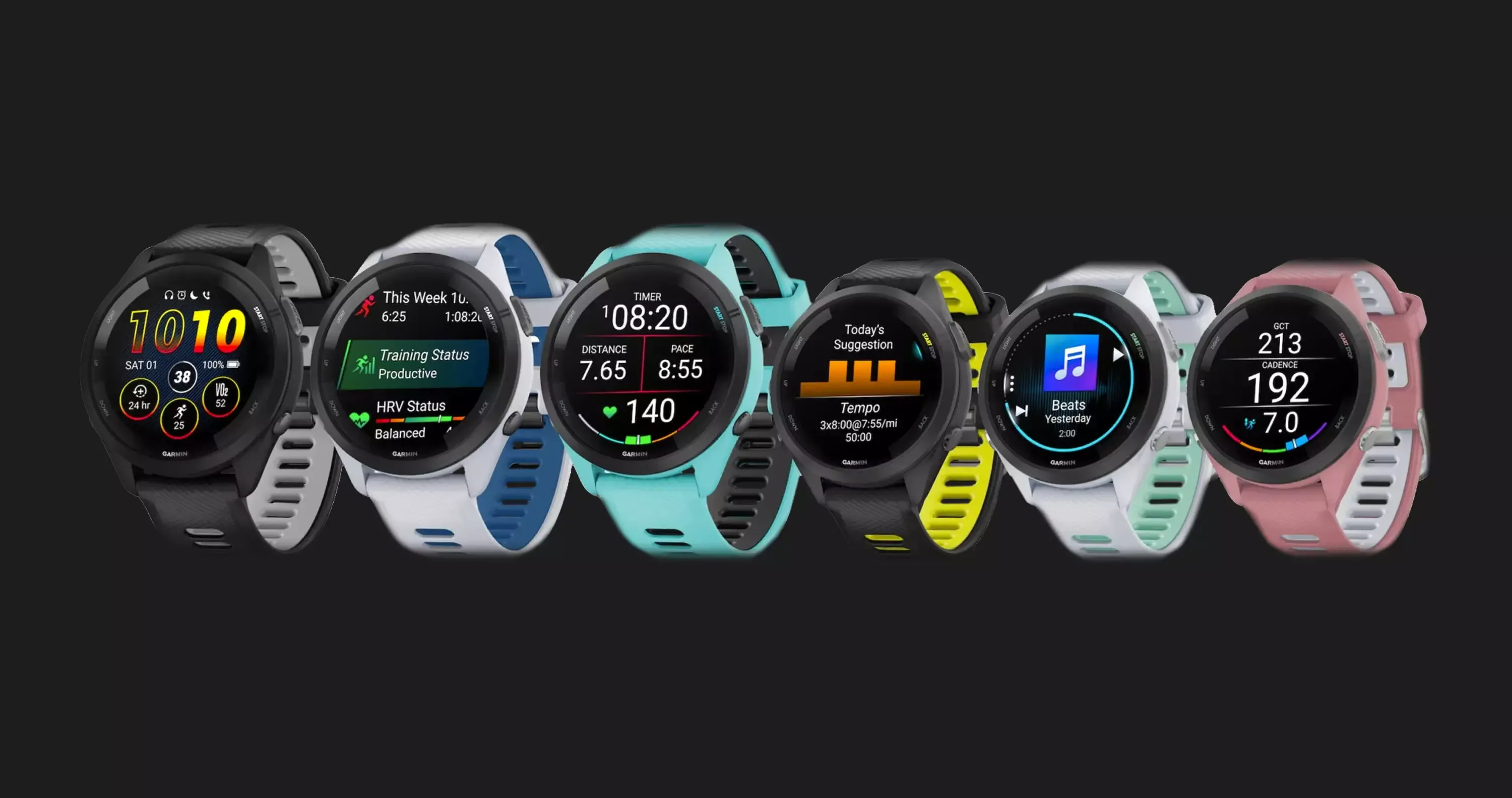 Garmin Forerunner 265 Black Bezel with Aqua Case and Aqua/Black Silicone Band