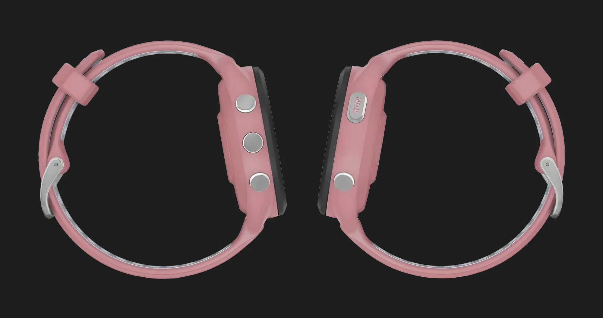 Garmin Forerunner 265S Black Bezel with Light Pink Case and Light Pink/Whitestone Silicone Band