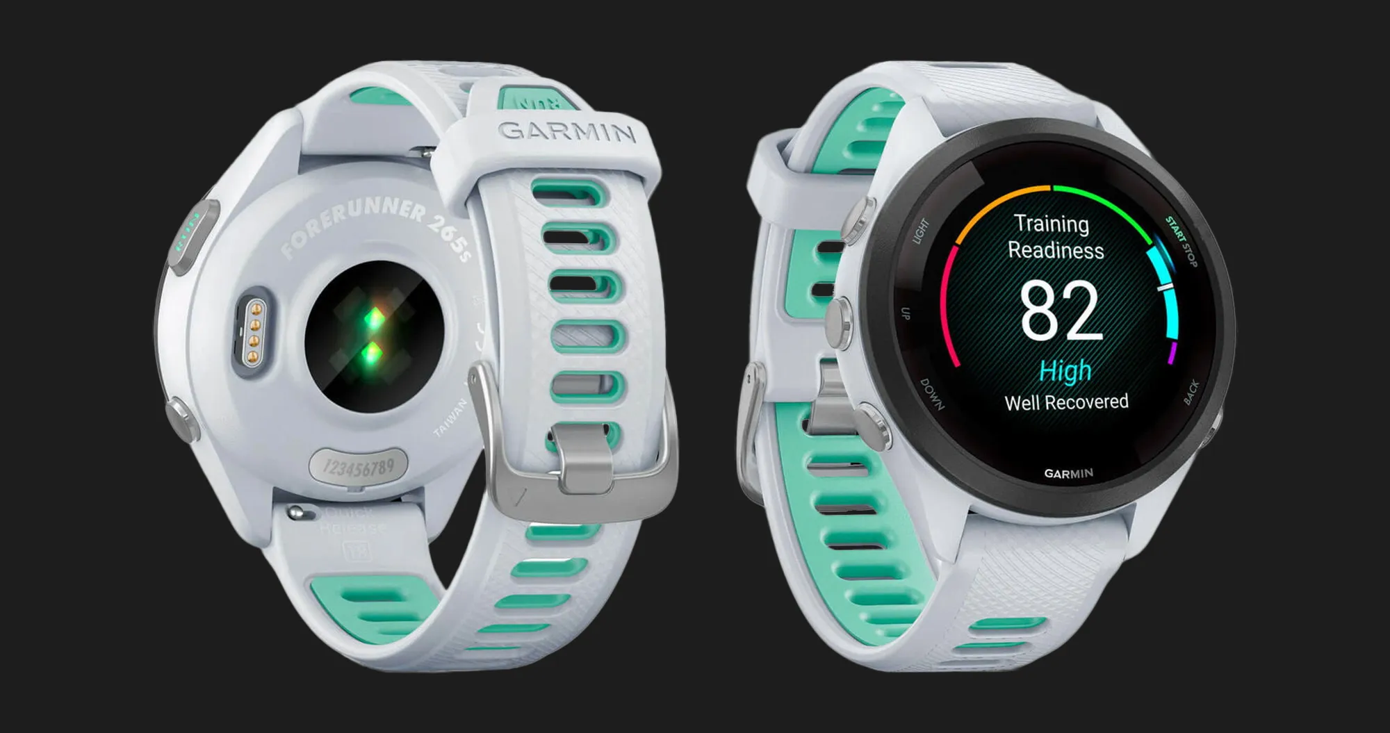 Garmin Forerunner 265S Black Bezel, Whitestone Case, Whitestone/Neo Tropic Silicone Band