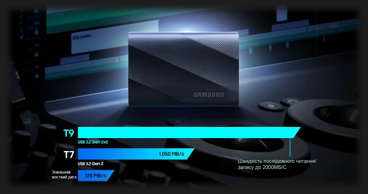 Внешний SSD-накопитель Samsung T9 2TB (Black)