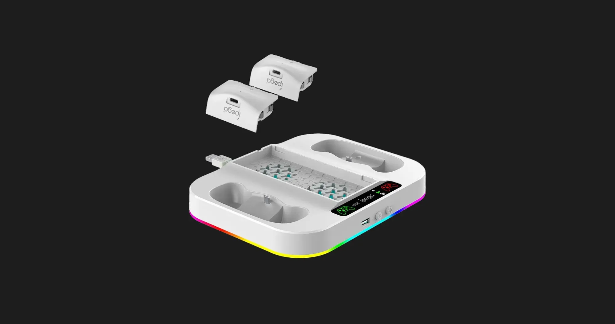 Зарядная станция iPega с охлаждением для XBOX S+ 2 аккумулятора, RGB (PG-XBS012S)