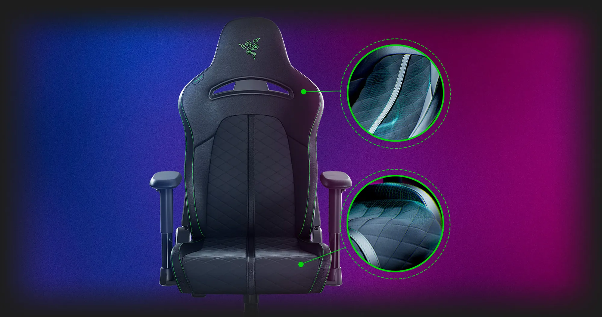 Кресло для геймеров Razer Enki X (Black Green) (RZ38-03880100-R3G1) (UA)