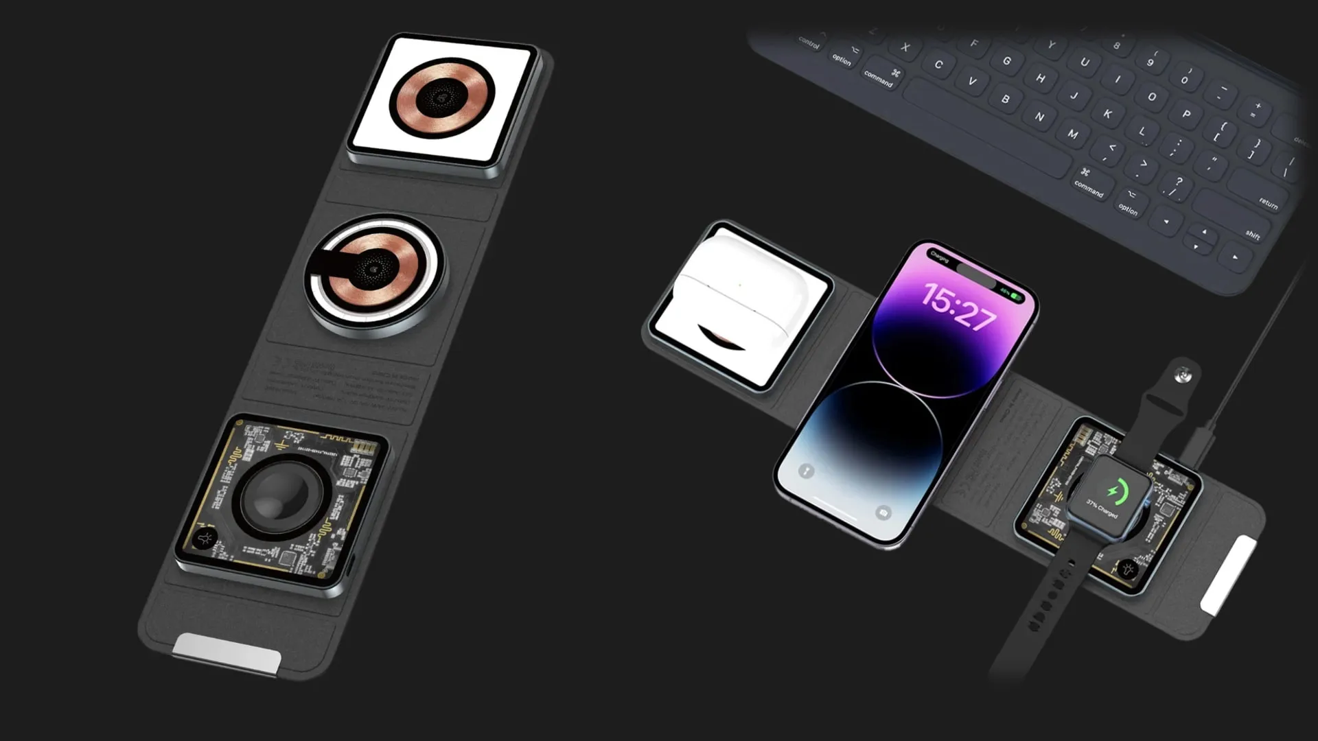 Беспроводная зарядка WiWU Wi-W001 3in1 Wireless Charger (Black)