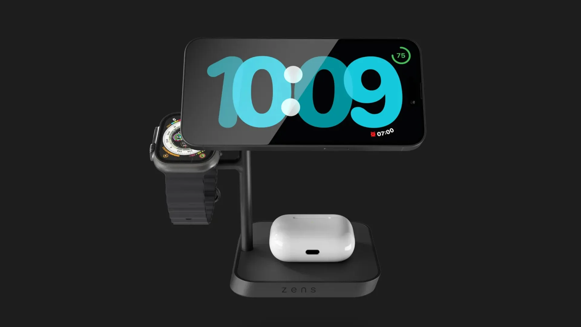 Беспроводная зарядка Zens 4-in-1 MagSafe + Watch Wireless Charging Station (ZEAPDC01/00) (Black)