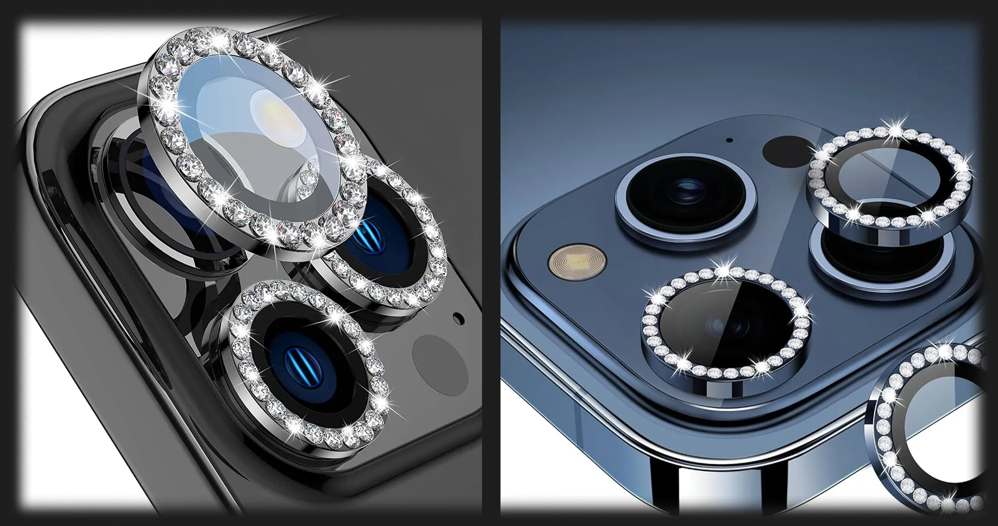 Защитное стекло iLera Glitter Lens для камеры iPhone 13 Pro/13 Pro Max (Graphite)