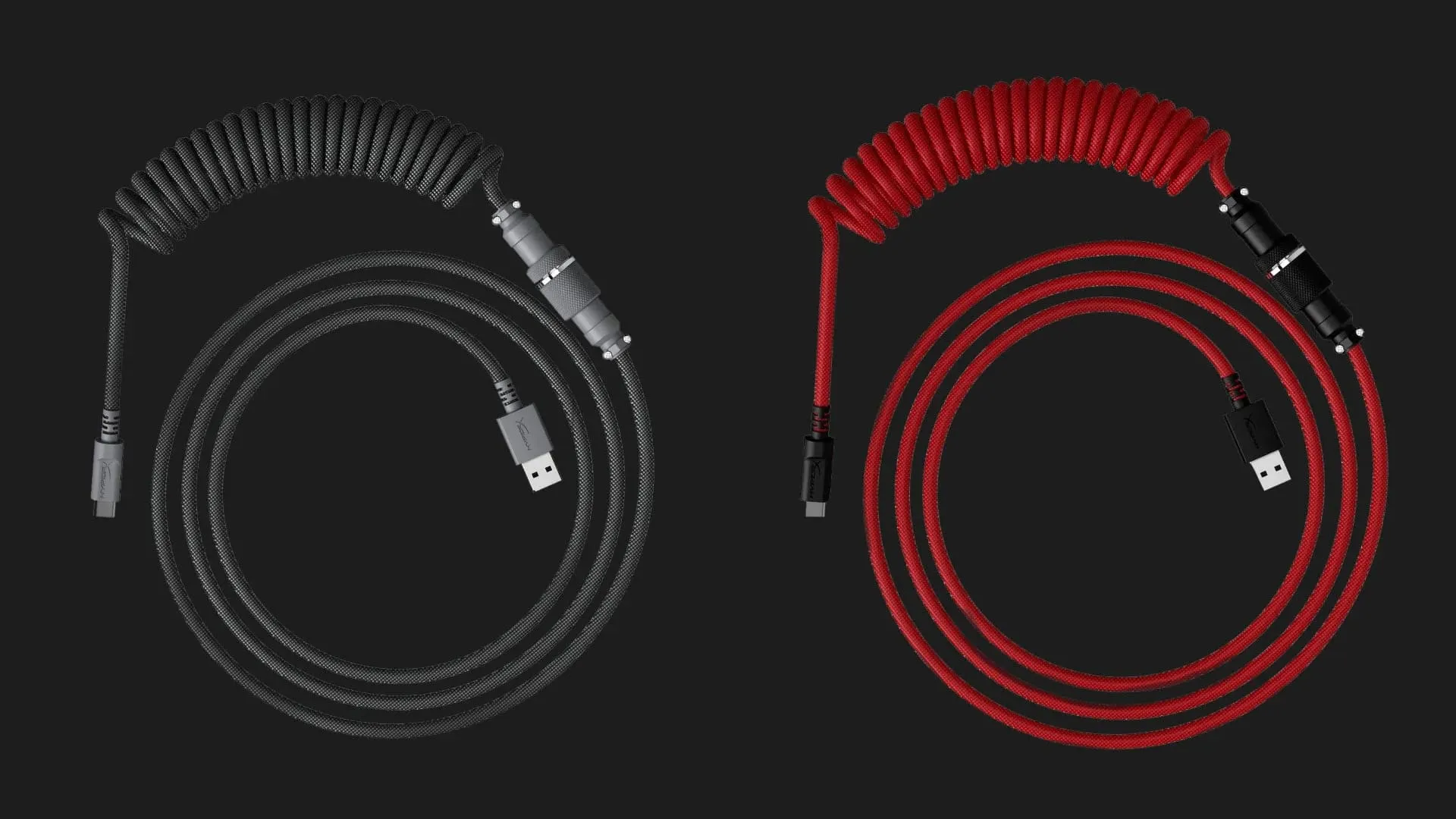 Кабель HyperX USB-A — USB-C спиральный 1.37м (Red/Black) (6J677AA) (UA)
