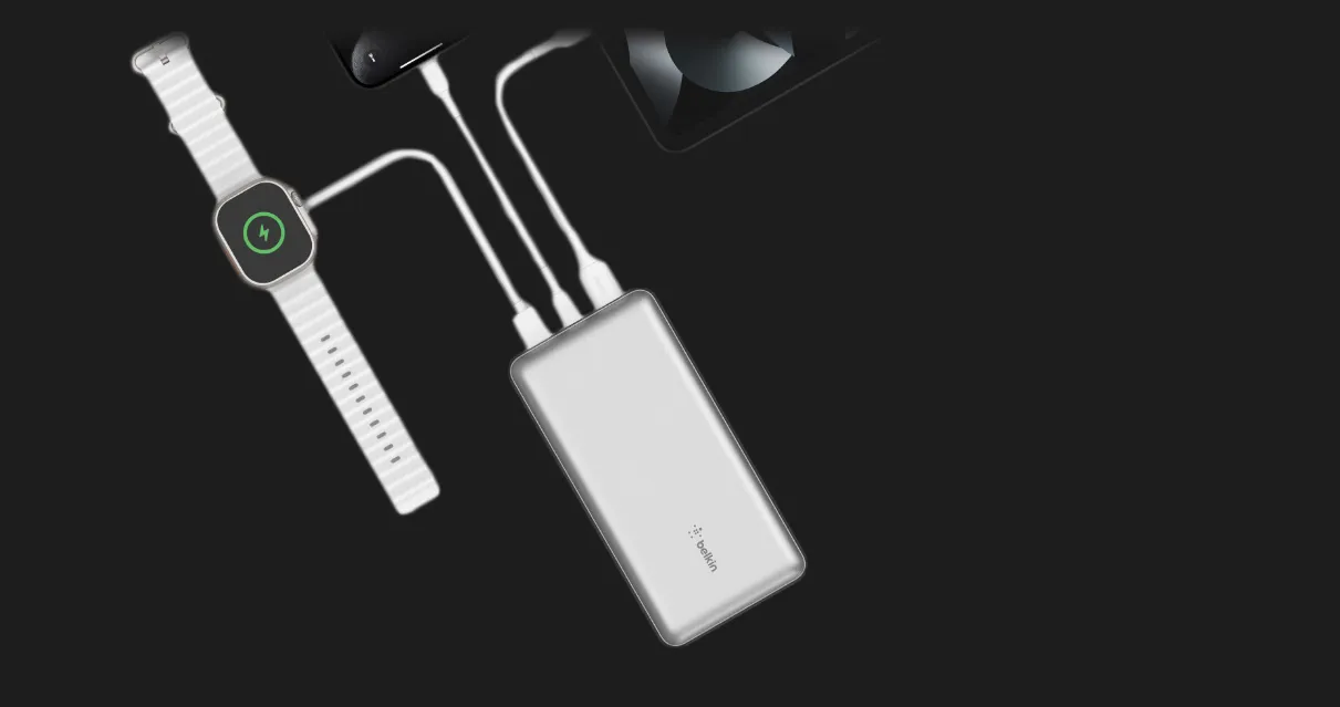 Зарядний пристрій Power Bank Belkin 20000mAh, 15W, Dual USB-A, USB-C (Gray)
