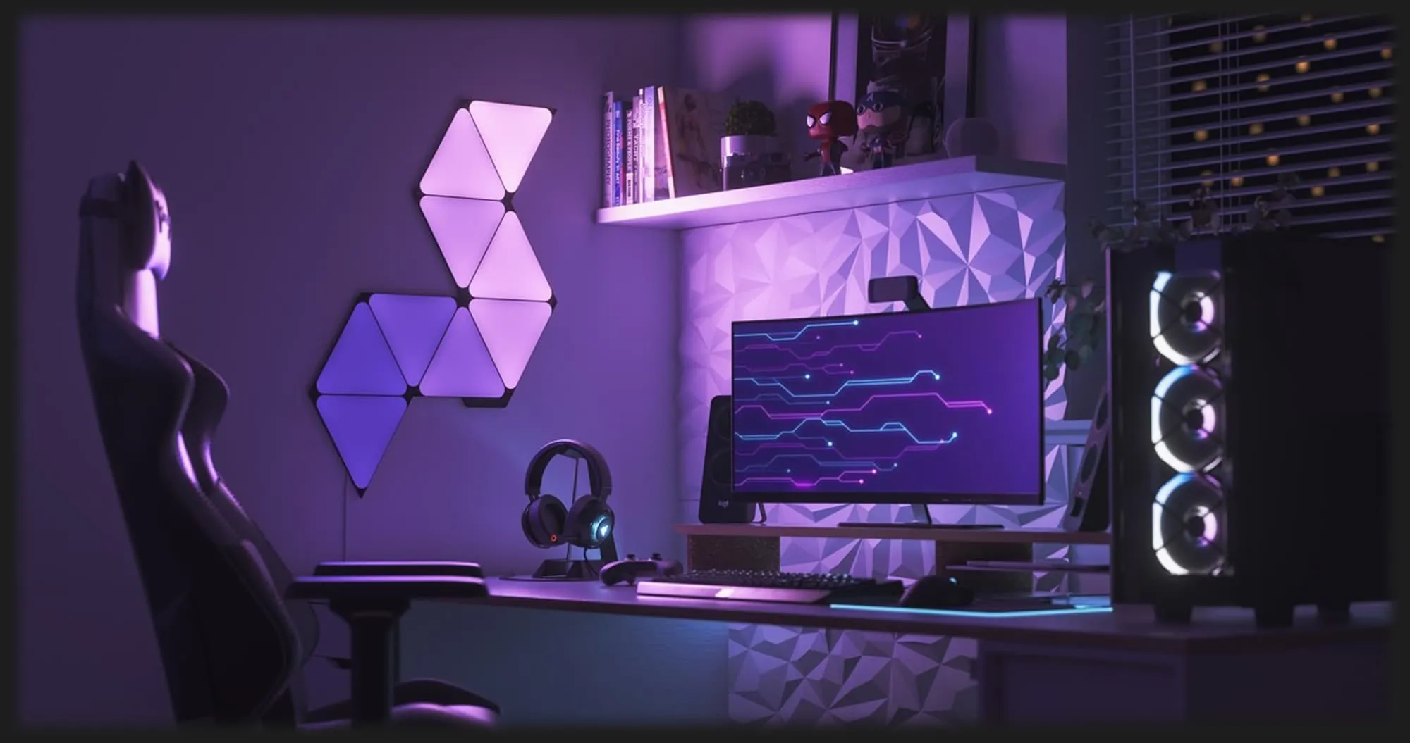 Розумна система освітлення Nanoleaf Shapes Ultra Black Triangles Starter Kit, Apple Homekit, 9 шт (Black)