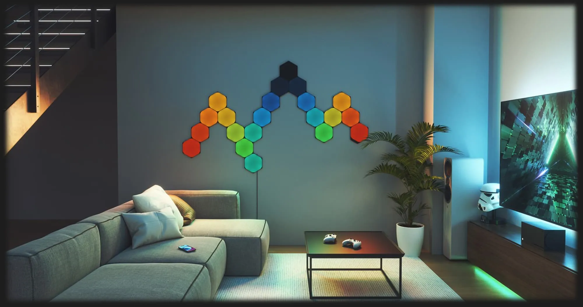 Розумна система освітлення Nanoleaf Shapes Ultra Black Hexagons Starter Kit, Apple Homekit, 9шт (Black)