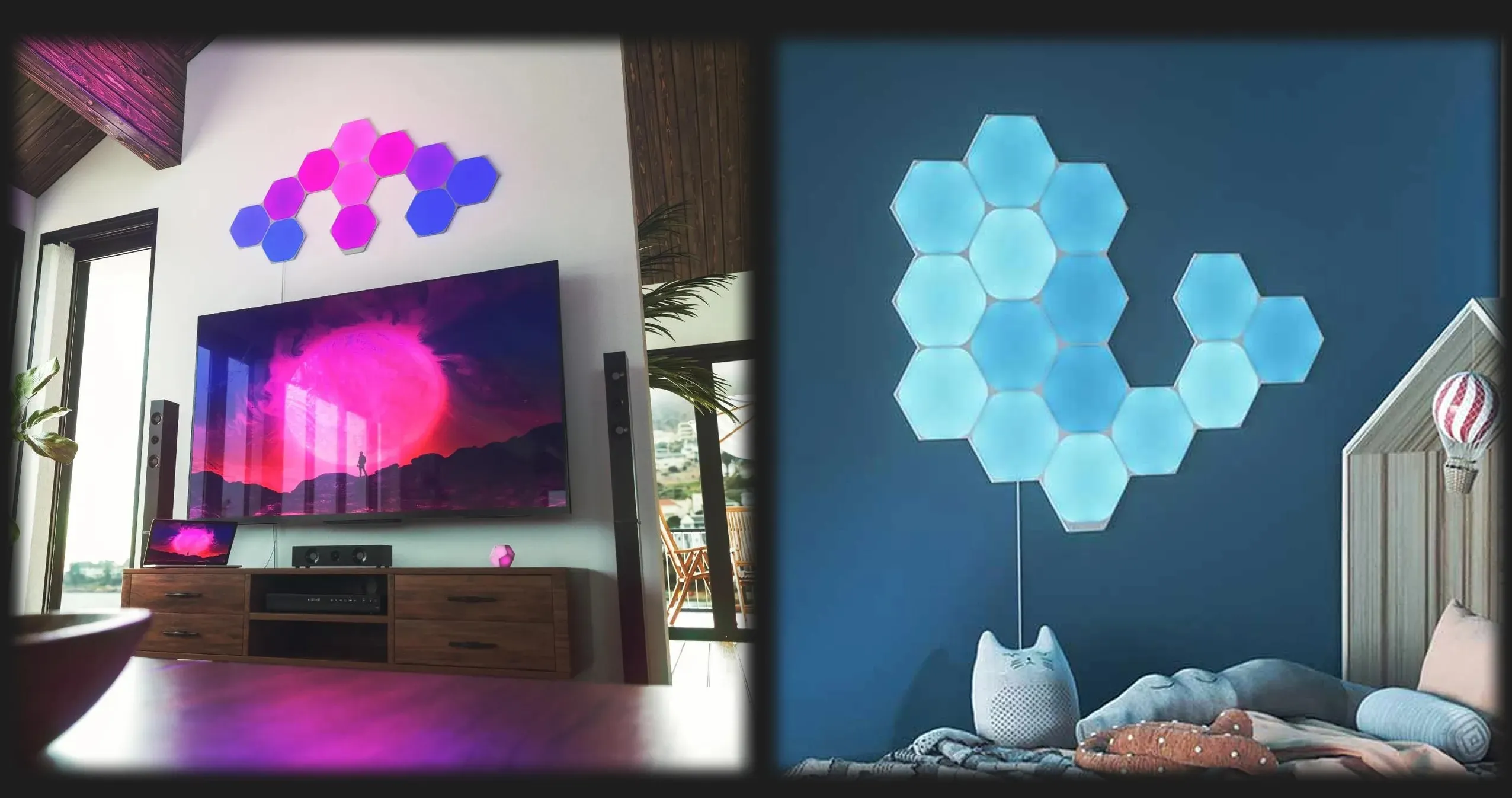 Розумна система освітлення Nanoleaf Shapes Ultra Black Hexagons Starter Kit, Apple Homekit, 9шт (Black)