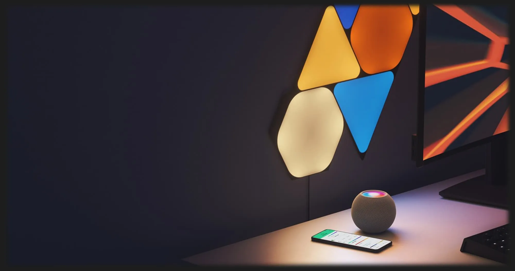 Розумна система освітлення Nanoleaf Shapes Ultra Black Hexagons Starter Kit, Apple Homekit, 9шт (Black)