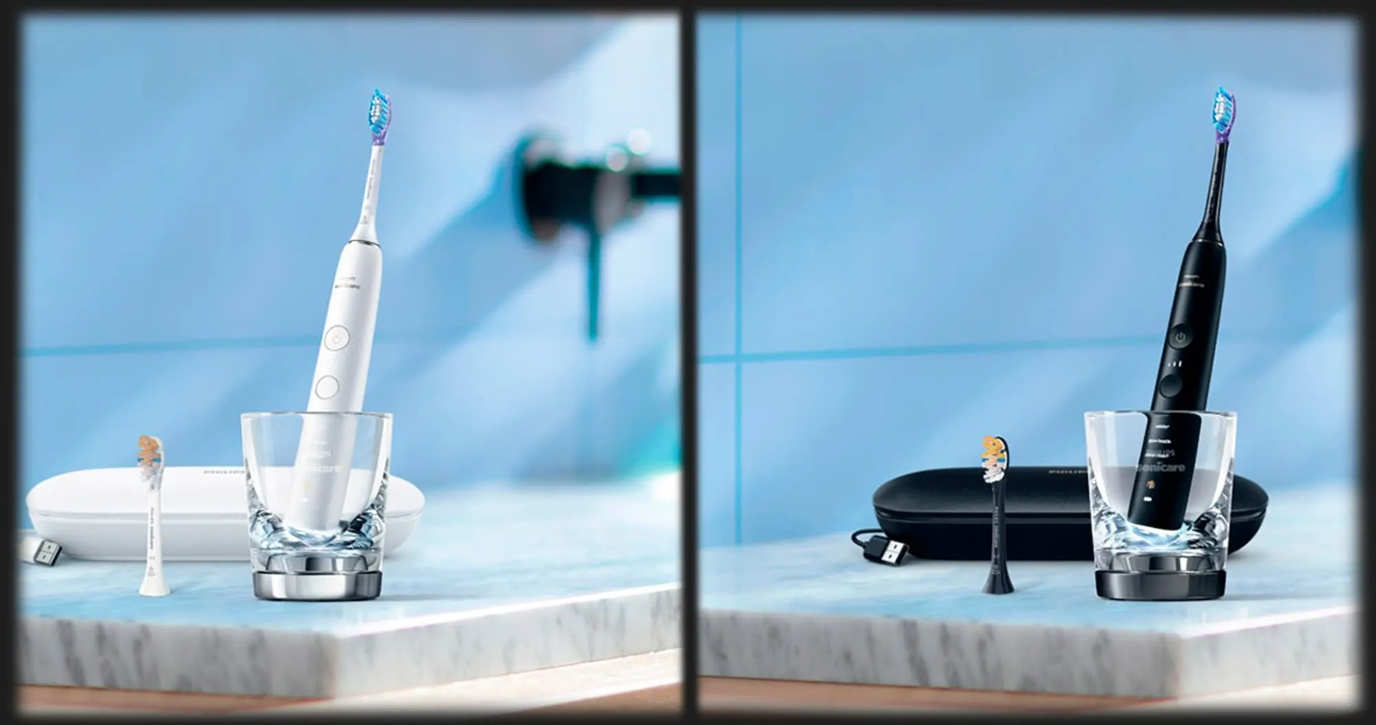 Набор зубных электрощеток Philips Sonicare DiamondClean 9000 (Black/White)