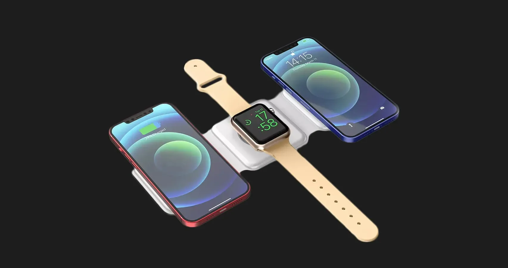 Беспроводная зарядка WiWU Foldable 3 in 1 Wireless Charger M6 (White)