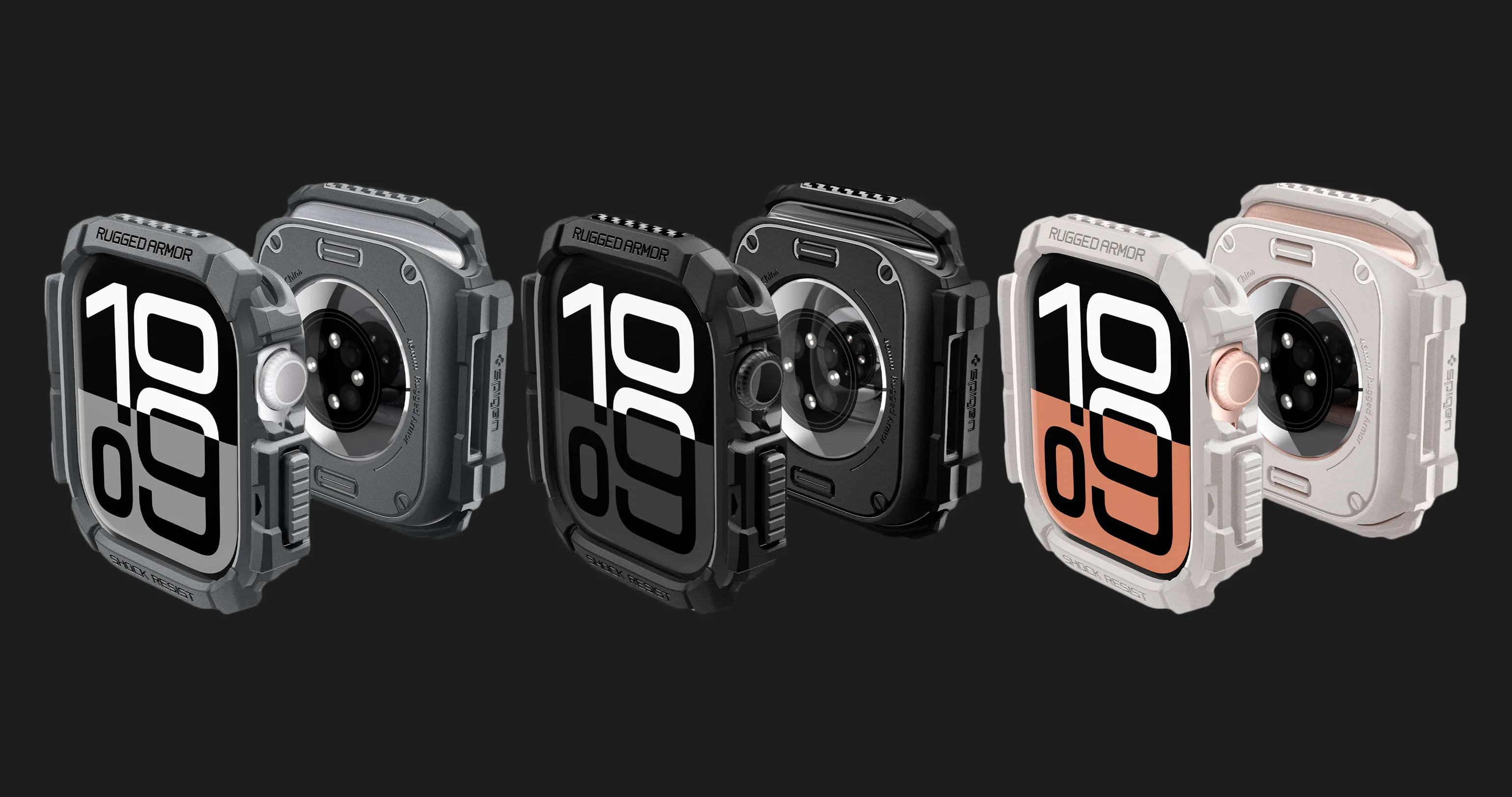 Чехол Spigen Rugged Armor для Apple Watch 2024 46mm (Dark Gray)