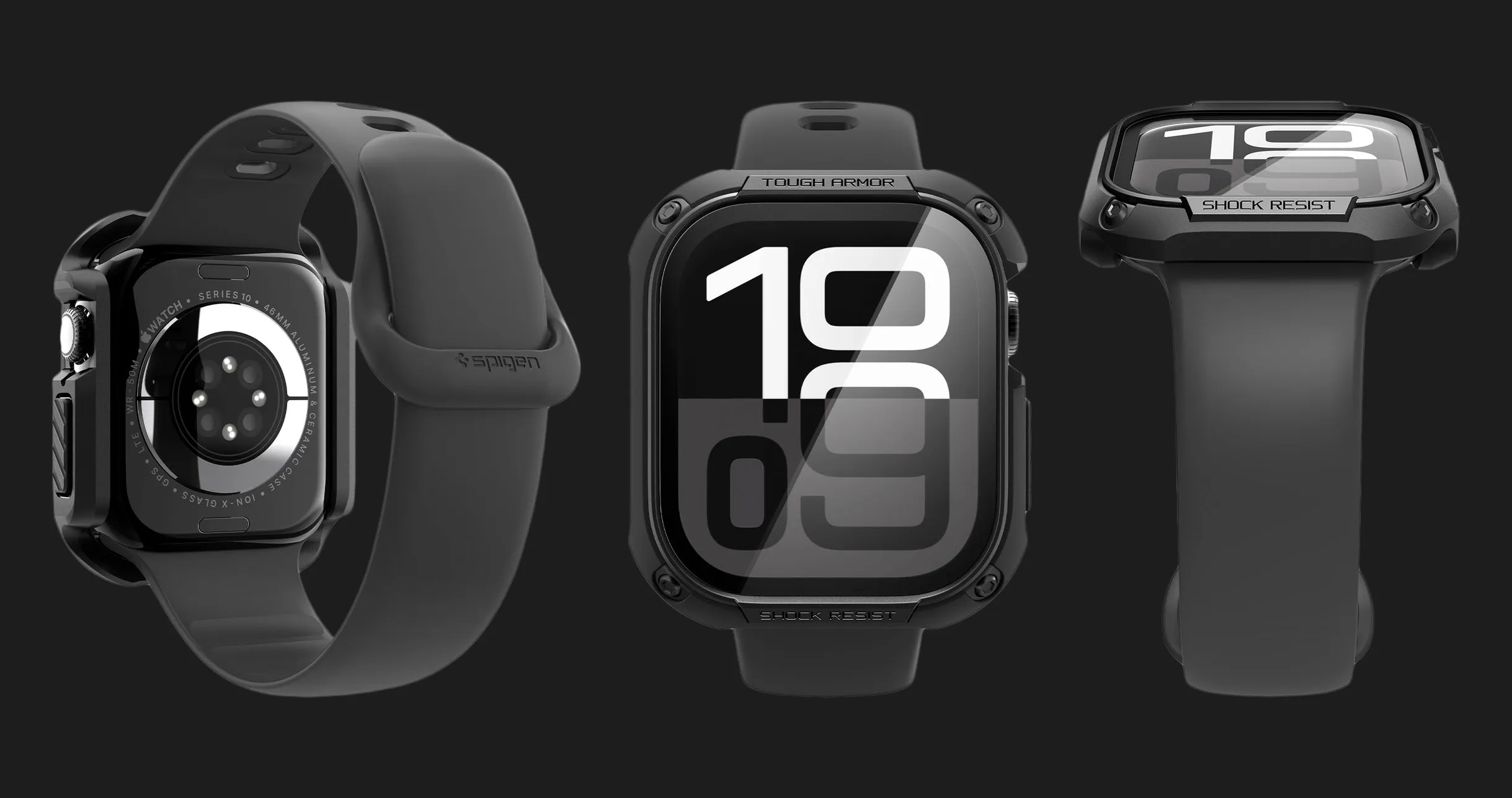 Чехол Spigen Tough Armor для Apple Watch 46mm (2024) (Black)