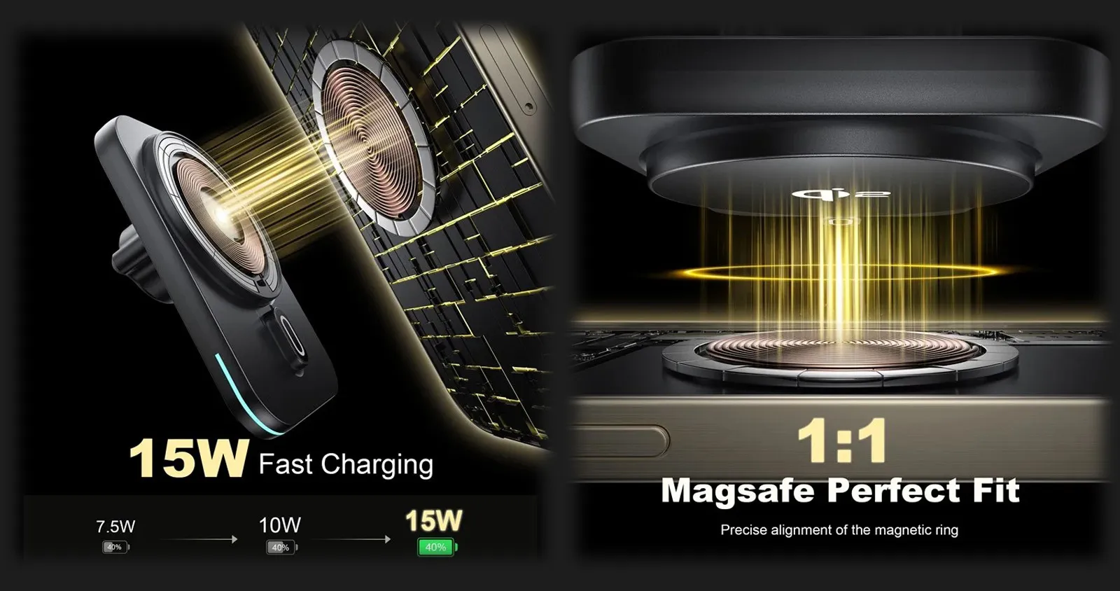 Автодержатель WIWU CH-323 Qi2 MAGO Wireless Charger 15W (Black)