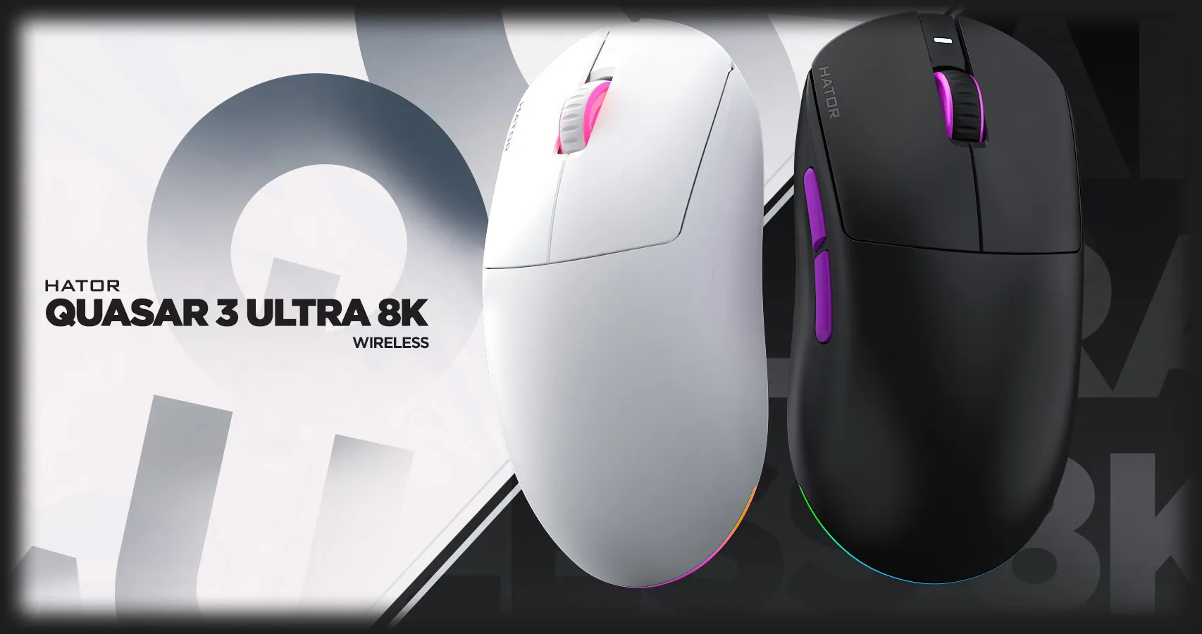 Игровая мышь HATOR Quasar 3 ULTRA 8K Wireless (White) (HTM771) (UA)
