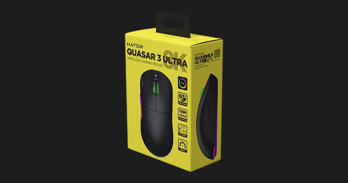 Игровая мышь HATOR Quasar 3 ULTRA 8K Wireless (White) (HTM771) (UA)