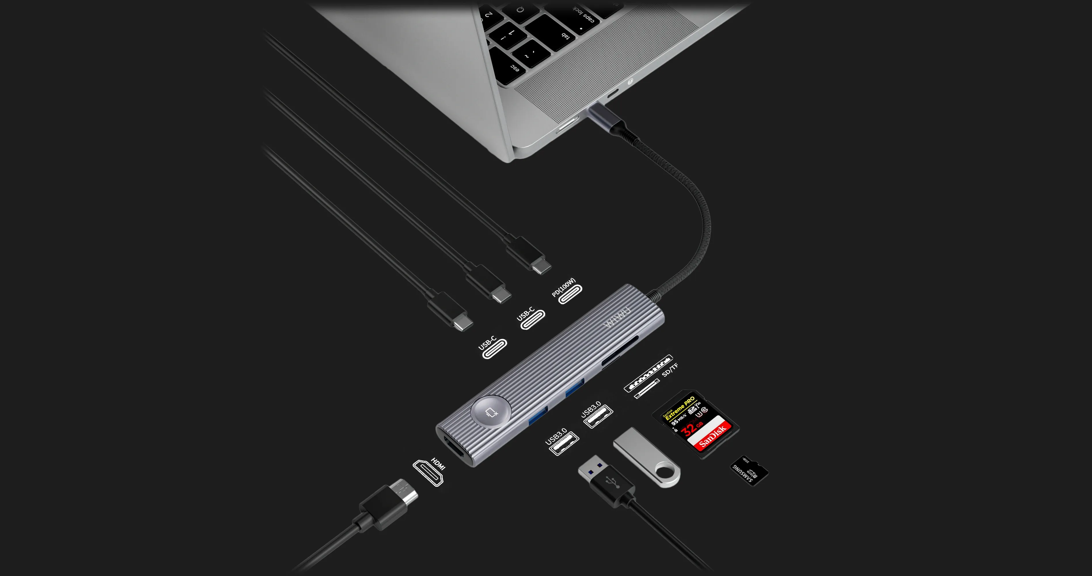 Адаптер WiWU Travel Series 8 in 1 Docking Station (Gray)