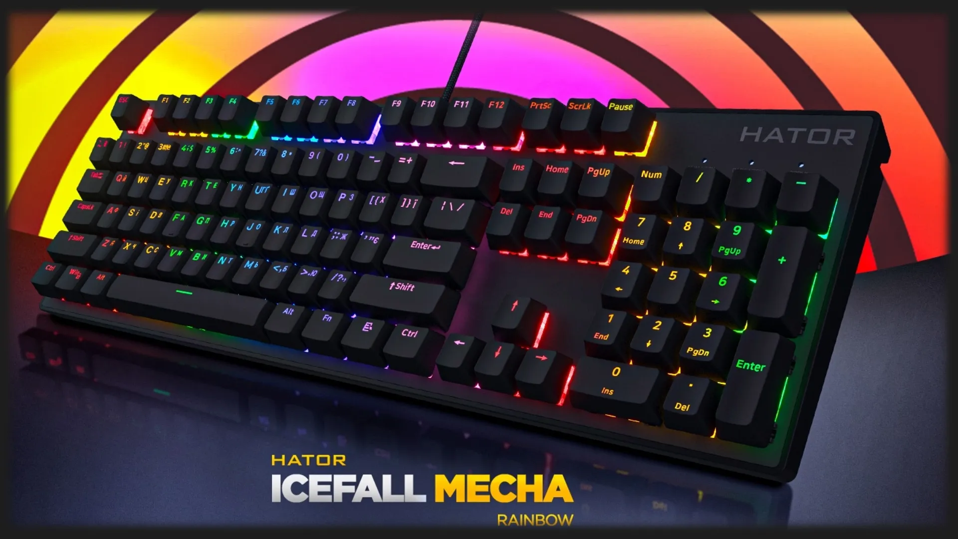 Клавіатура механічна HATOR Icefall Mecha Rainbow Origin Red (Black) (HTK104UA) (UA)