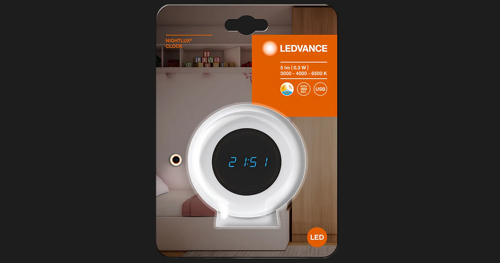 Ночник LEDVANCE Nighlux CLOCK (4058075757721) (White)