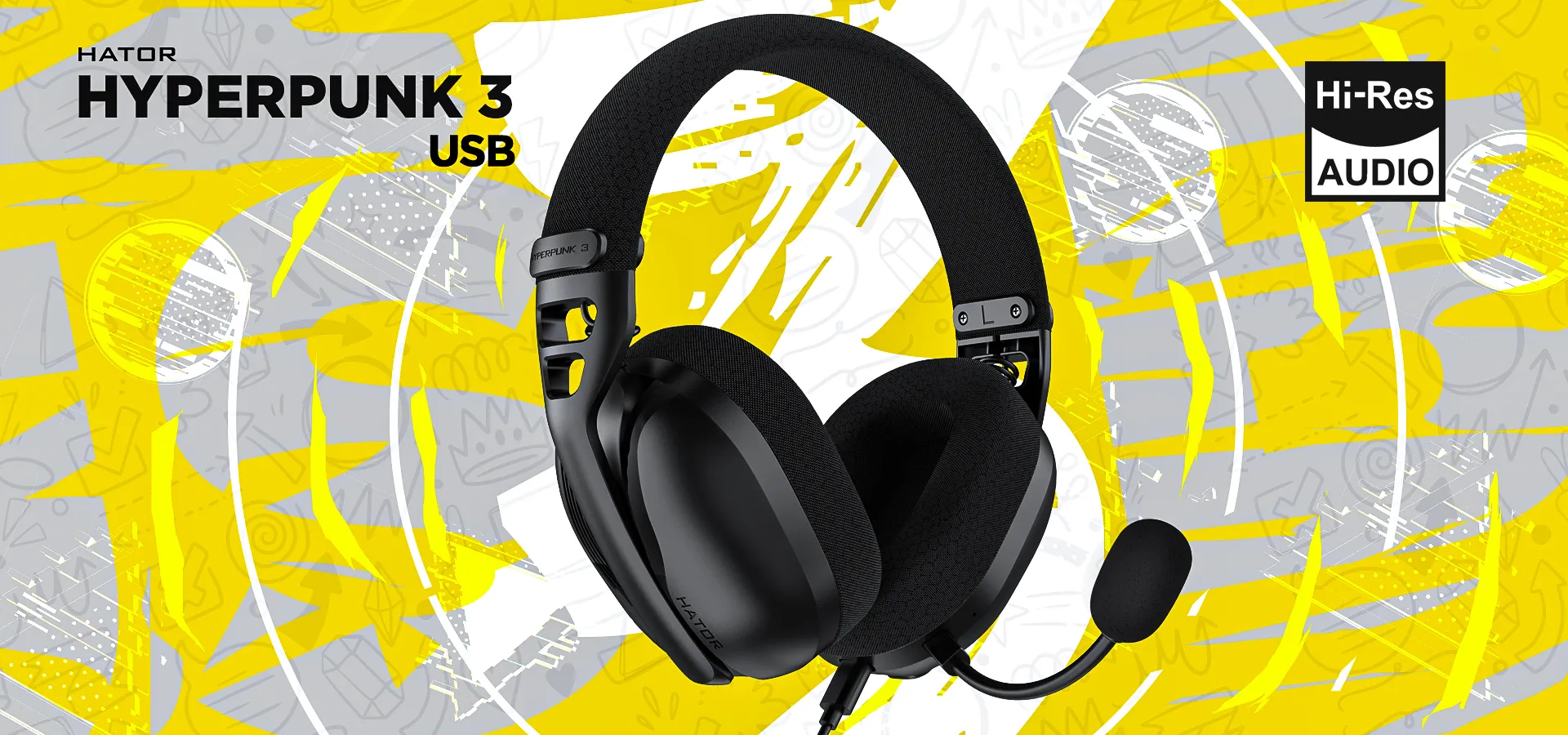 Игровая гарнитура Hator Hyperpunk 3 Hi-Res (Black) (ESH10) (UA)