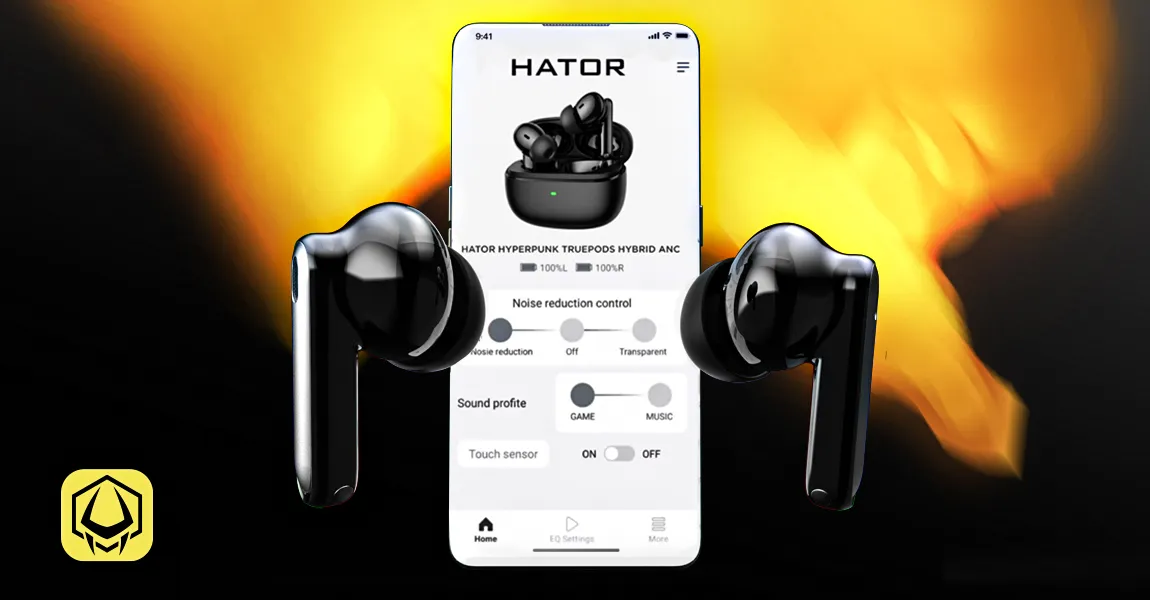 Игровая гарнитура Hator Hyrerpunk Truepods Hybrid ANC (Black) (HTA431) (UA)