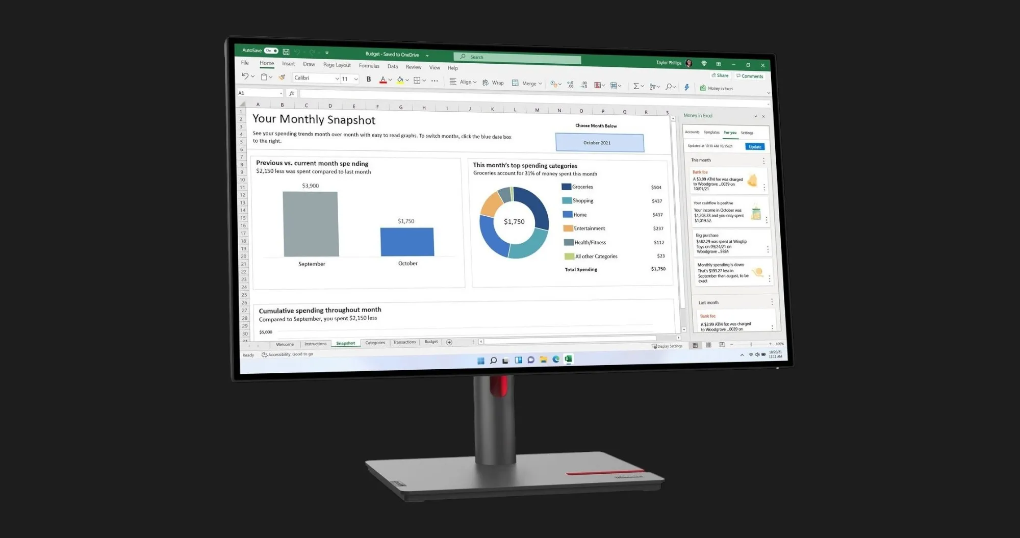 Монитор Lenovo 27" IPS 60Hz ThinkVision P27h-30 63A1GAT1UA (UA)