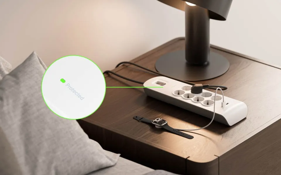 Сетевой фильтр Belkin 8хТип F, 3x1.5мм кв, 16А, 2xUSB-A 2.4A, с защитой от перенапряжения, 2м (White)