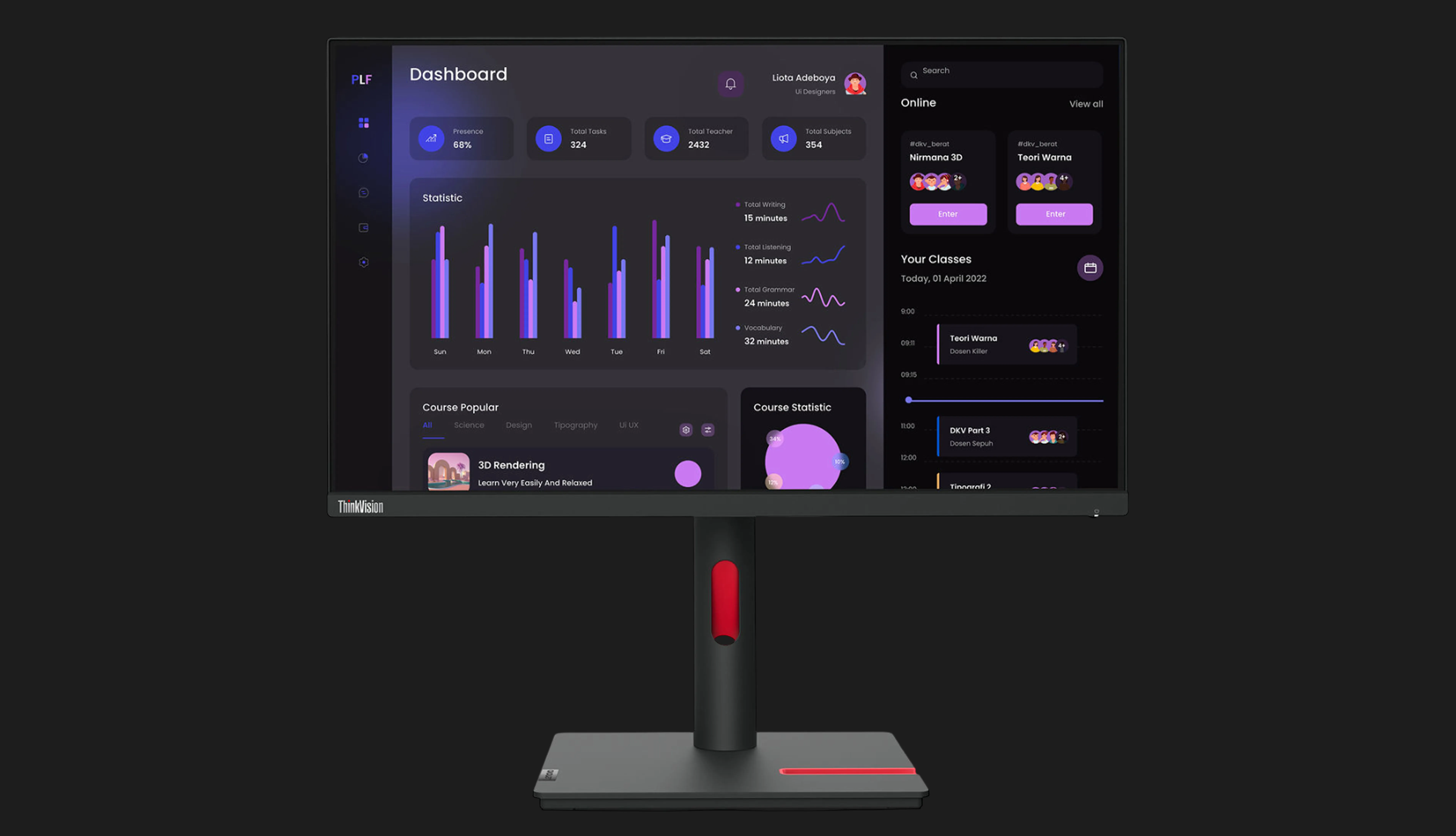 Монітор Lenovo 23.8" T24i-30 IPS 60Hz 63CFMATXUA (UA)