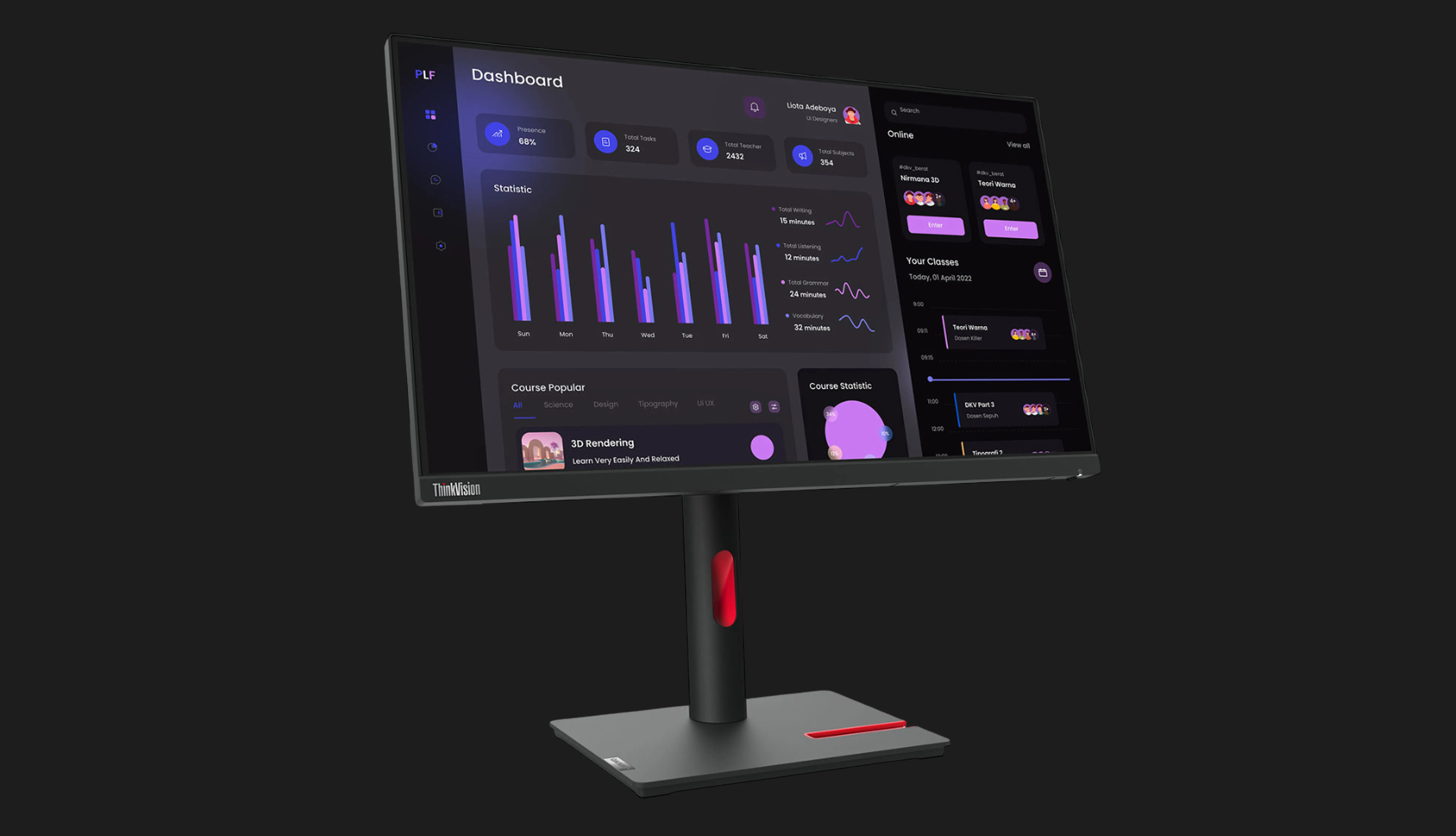 Монітор Lenovo 23.8" T24i-30 IPS 60Hz 63CFMATXUA (UA)