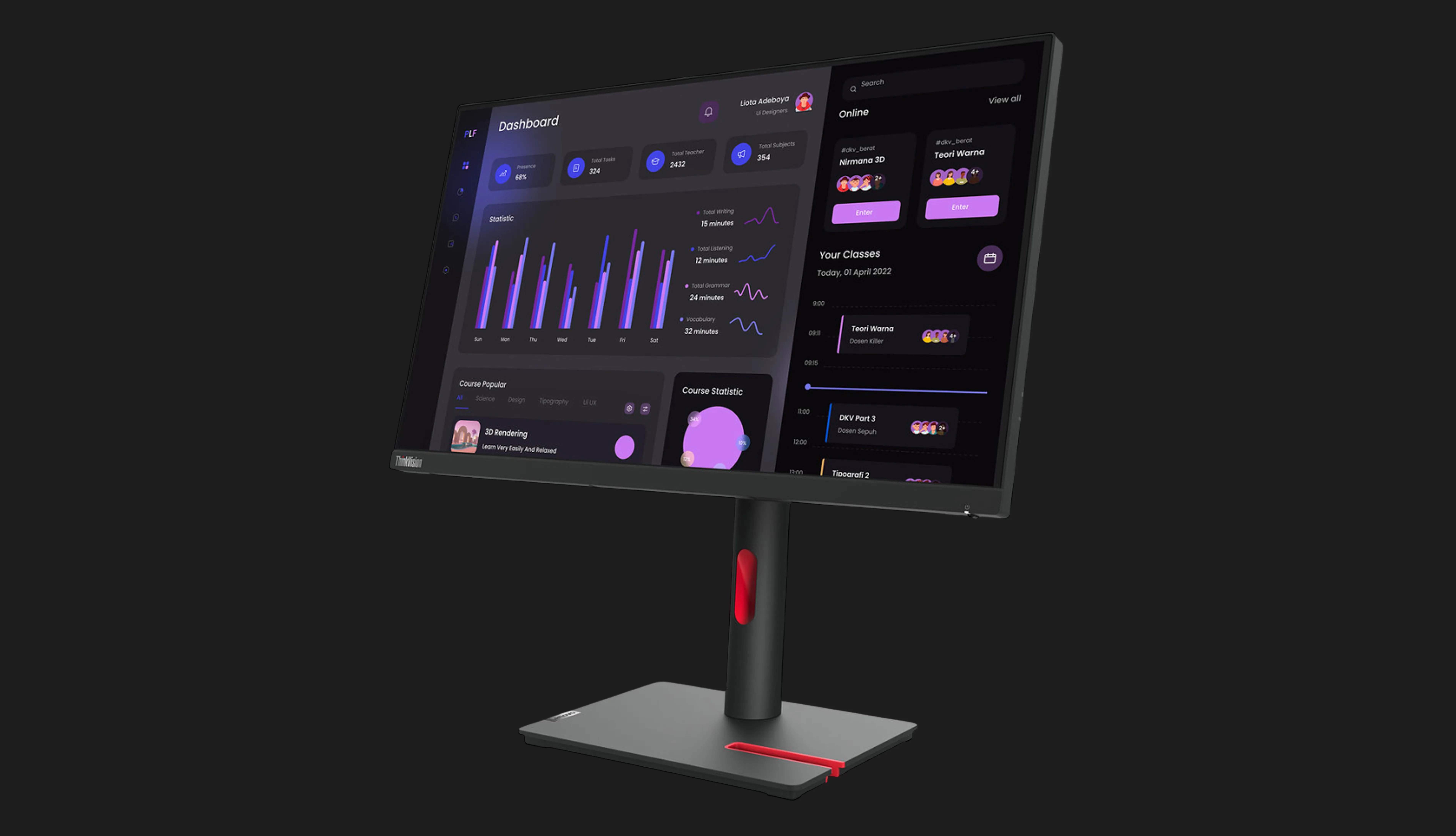 Монітор Lenovo 23.8" T24i-30 IPS 60Hz 63CFMATXUA (UA)