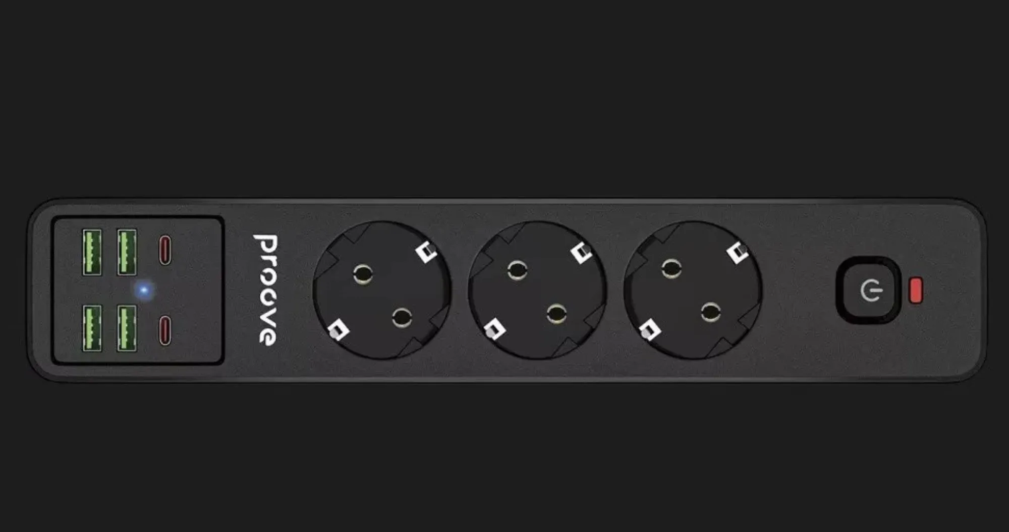 Сетевой фильтр Proove Power Strip P-03 (3 розетки + 4 USB + 2 Type-C) 2М