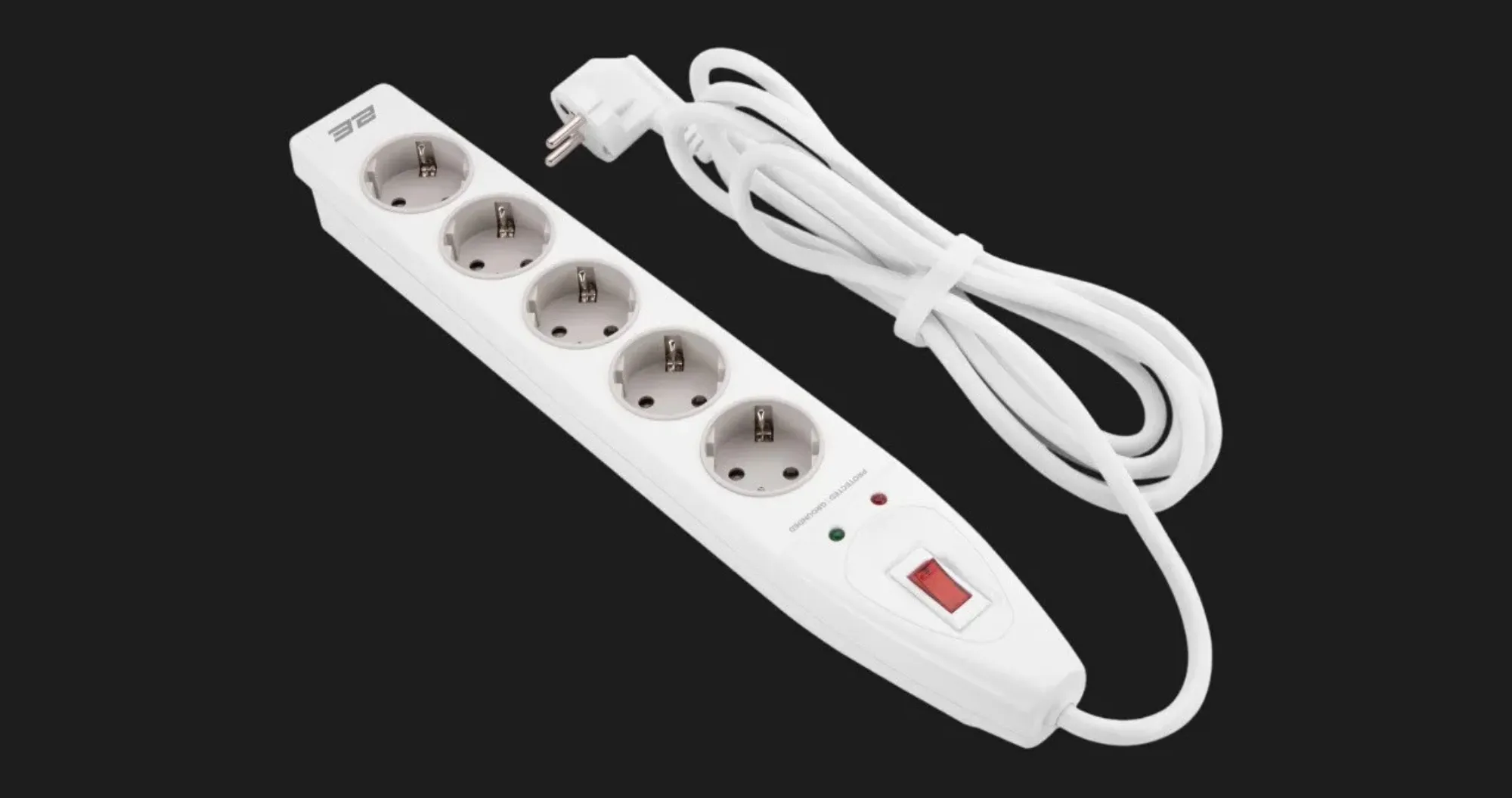 Сетевой фильтр 2E 5xТип F, 3x1.5mm кв, 16A, 3m (White)