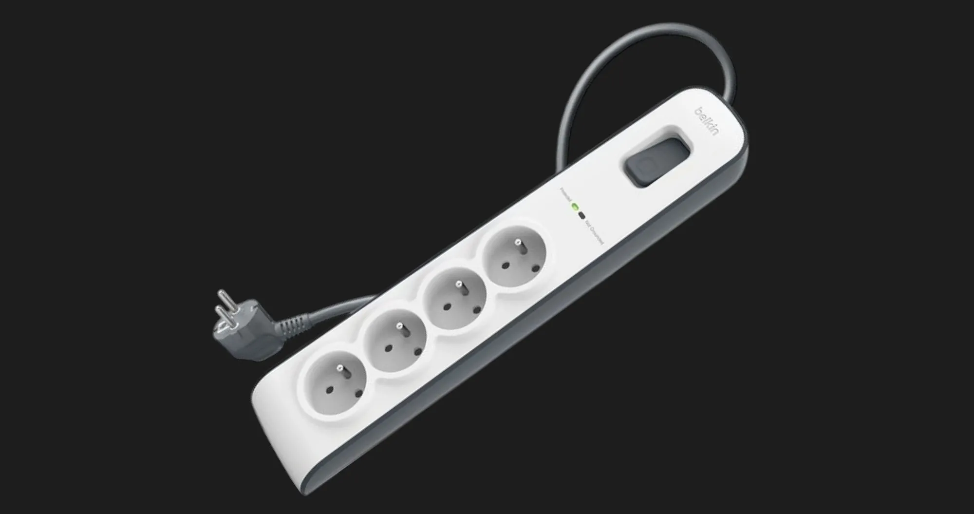 Сетевой фильтр Belkin 4хТип F, 3x1.5мм кв, 16А с защитой от перенапряжения, 2м (White)