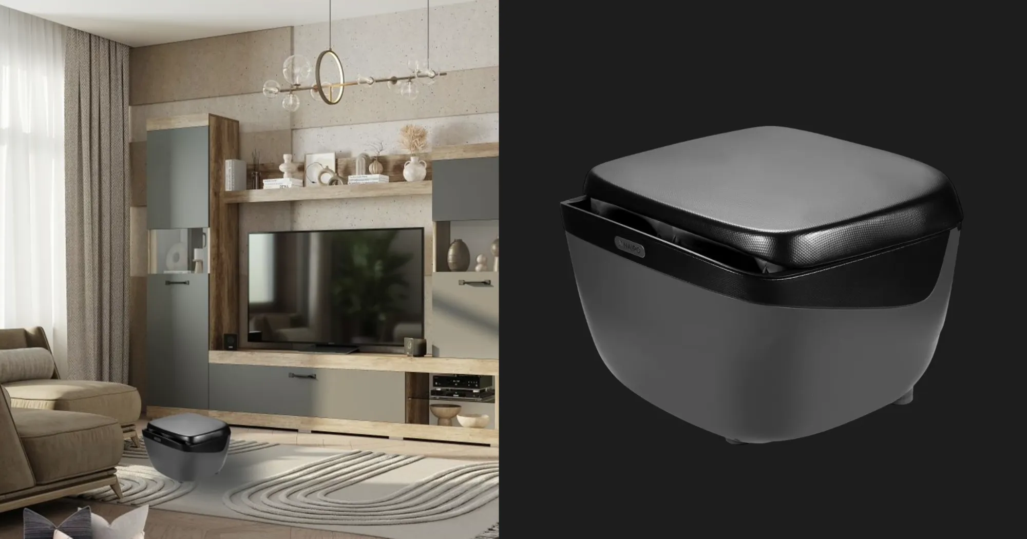 Массажер для ног Naipo 2 in 1 Foot & Calf Massager (Black)