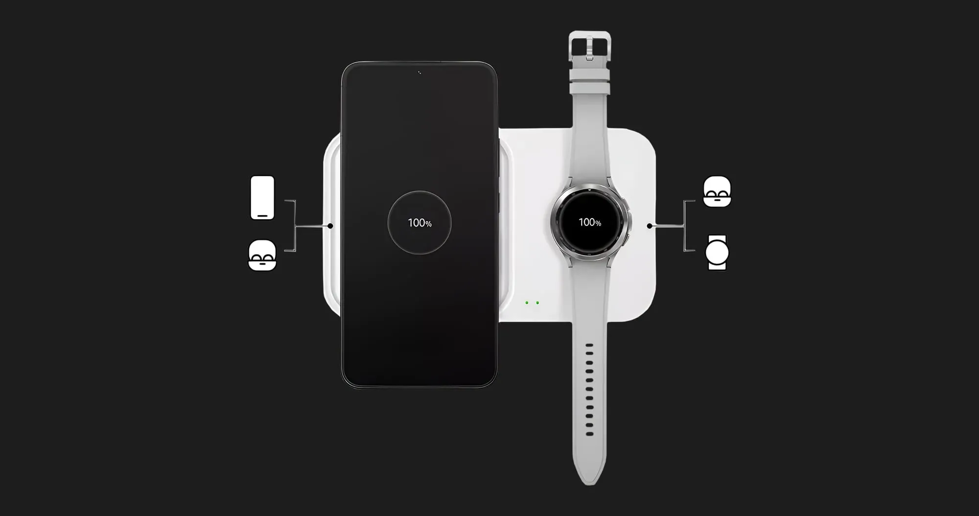 Безпровідна зарядка Samsung 15W Wireless Charger Duo (Dark Gray)