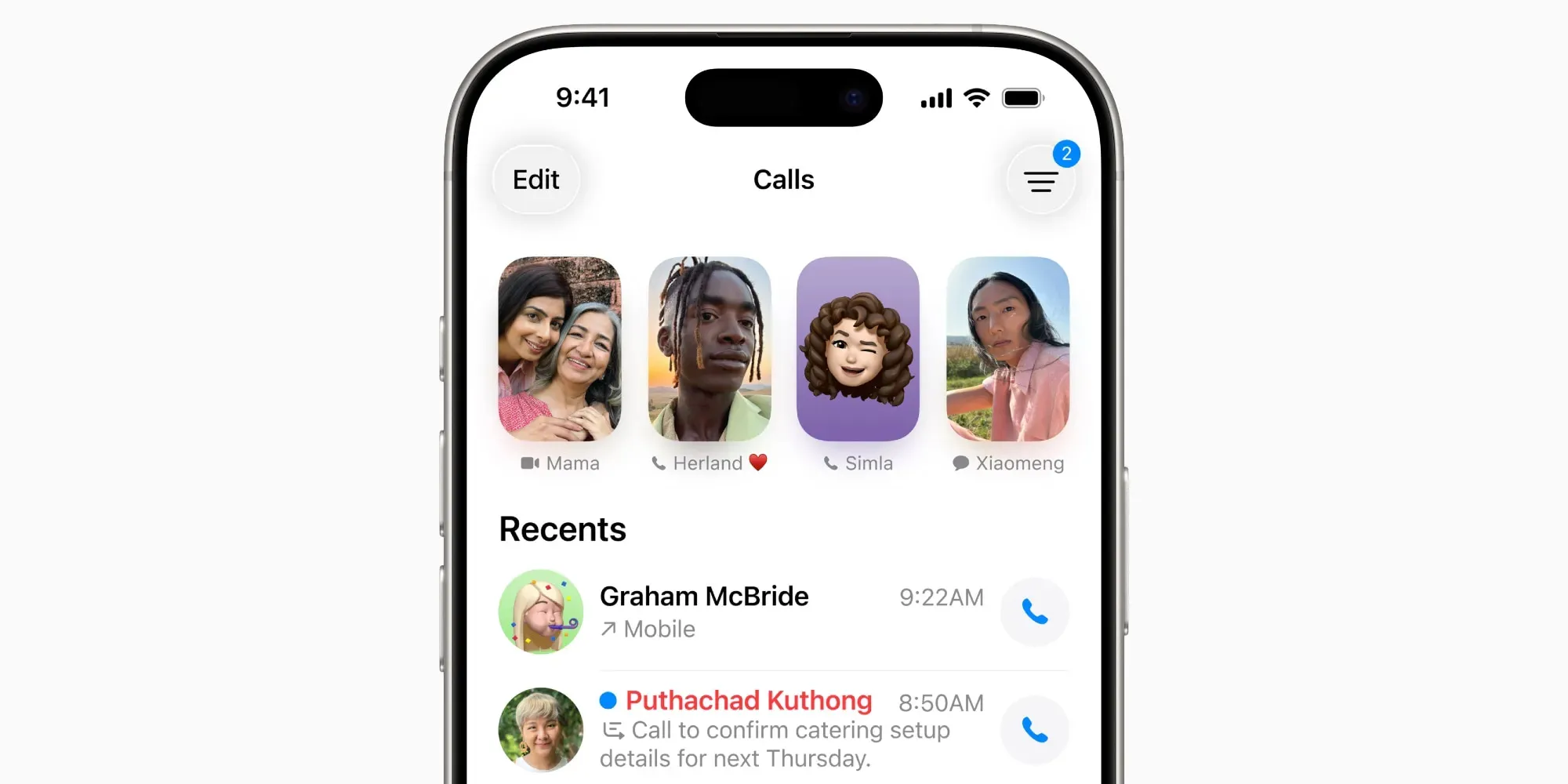новый дизайн Phone app
