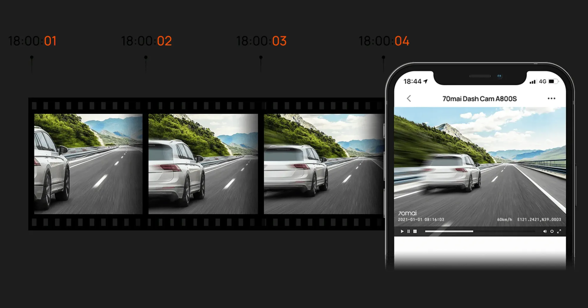 Автомобільний відеореєстратор 70mai Dash Cam 1 camera (A800S) (Global)