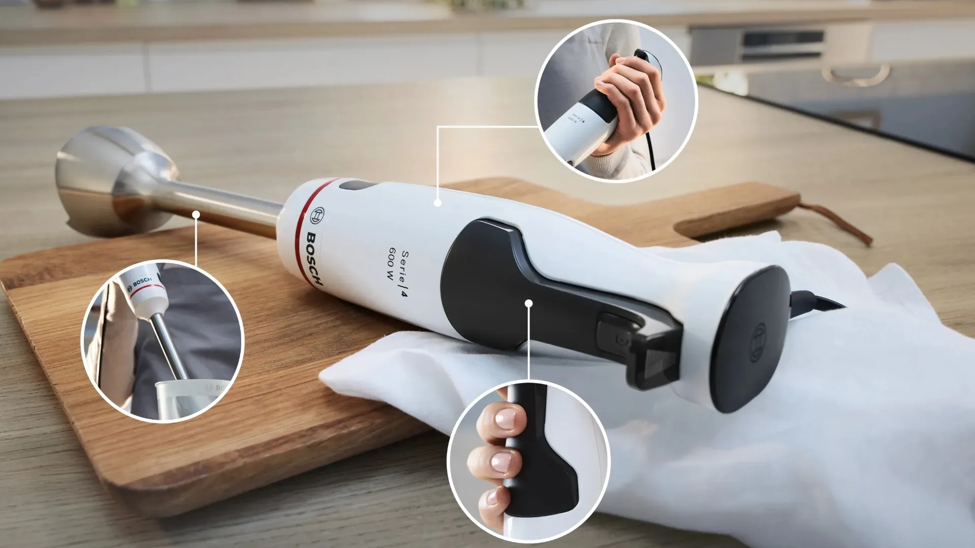 Блендер занурювальний Bosch MSM4W221 (White/Black) (UA)