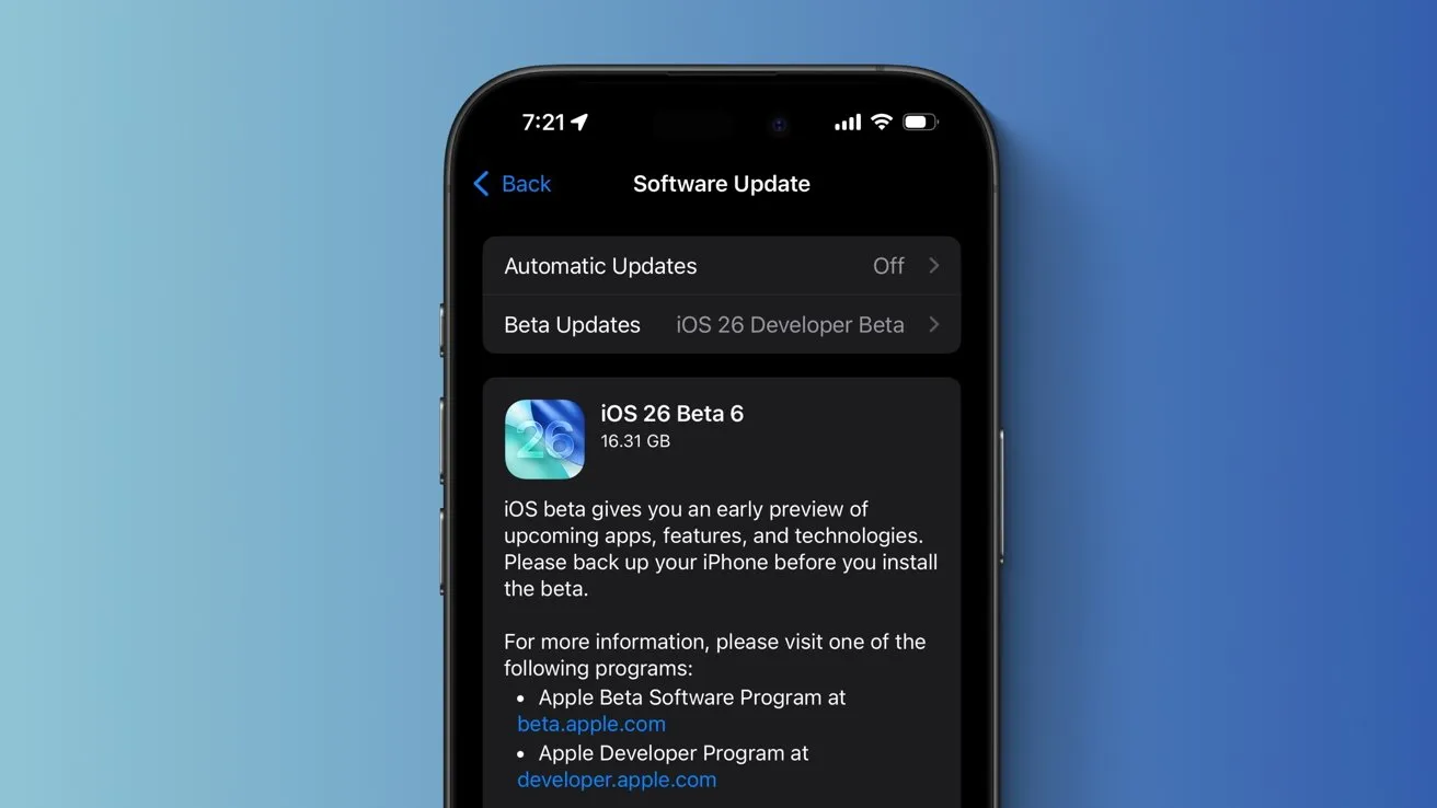 iOS 26 beta 6