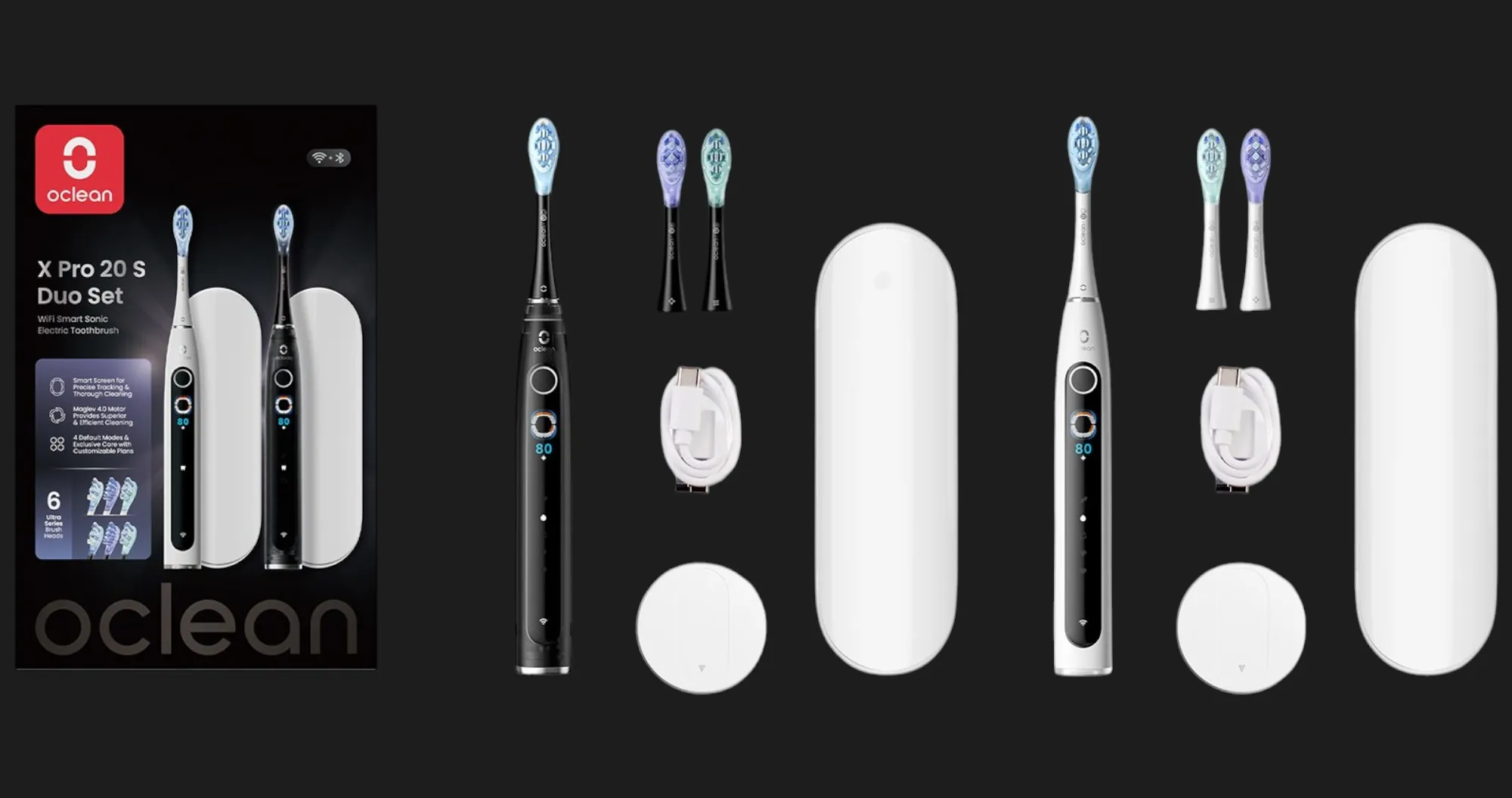 Набір зубних електрощіток Oclean X Pro 20 S Duo Set (White/Black)