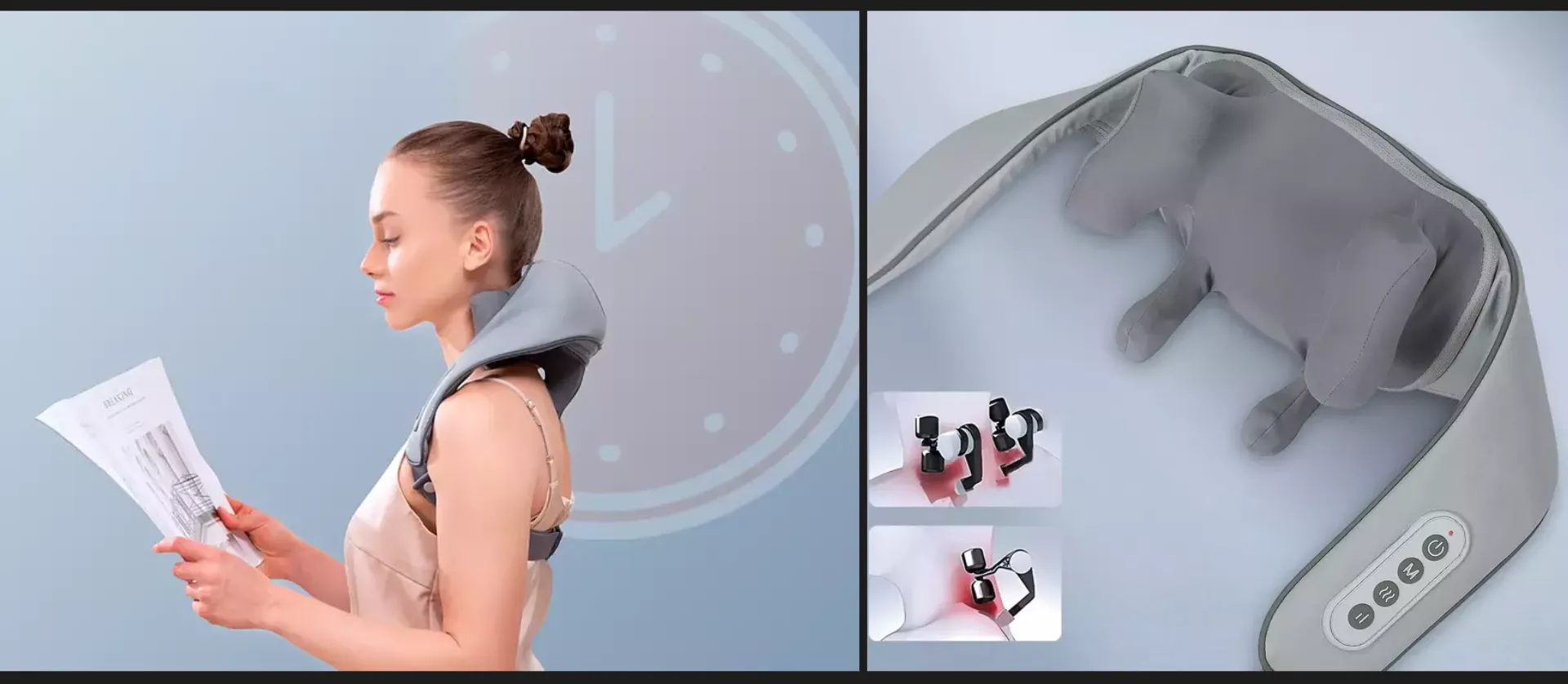 Масажер з підігрівом для плечей і шиї Naipo (Gray) (MGS-2301)